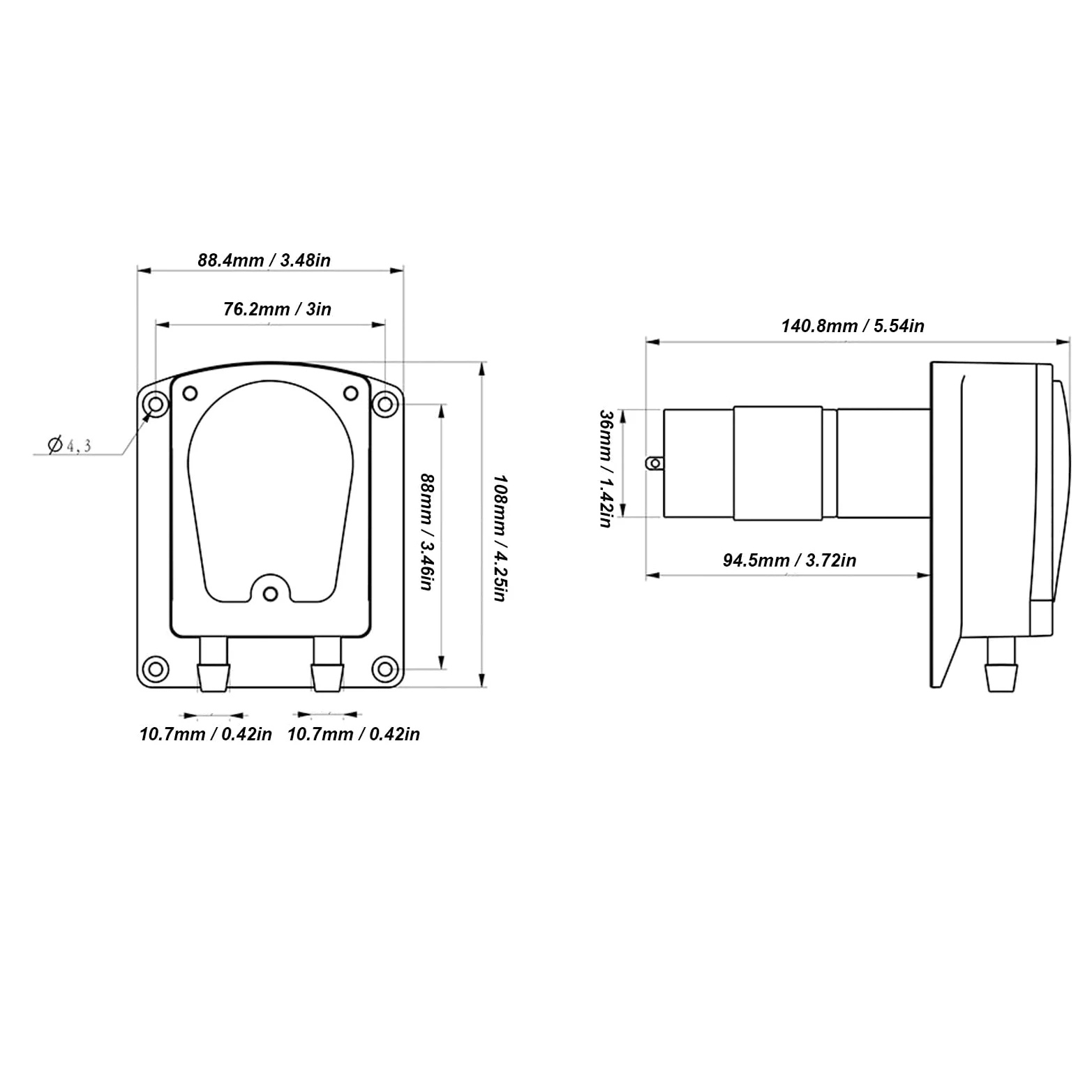 Doble Cabeza Bomba Peristáltica G1016B DC12V 1500 Ml/min Caudal con Tubo de Nivel Alimentos para Lavadora