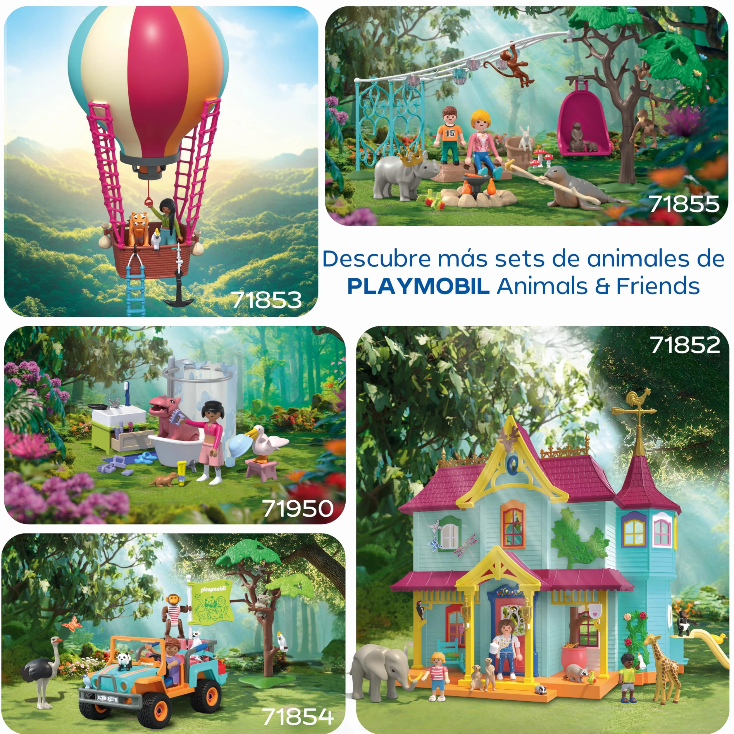 PLAYMOBIL Zoo Vehículo del Cuidador Cabeza de Tigre 3 Animales Juguete 4 años 72072