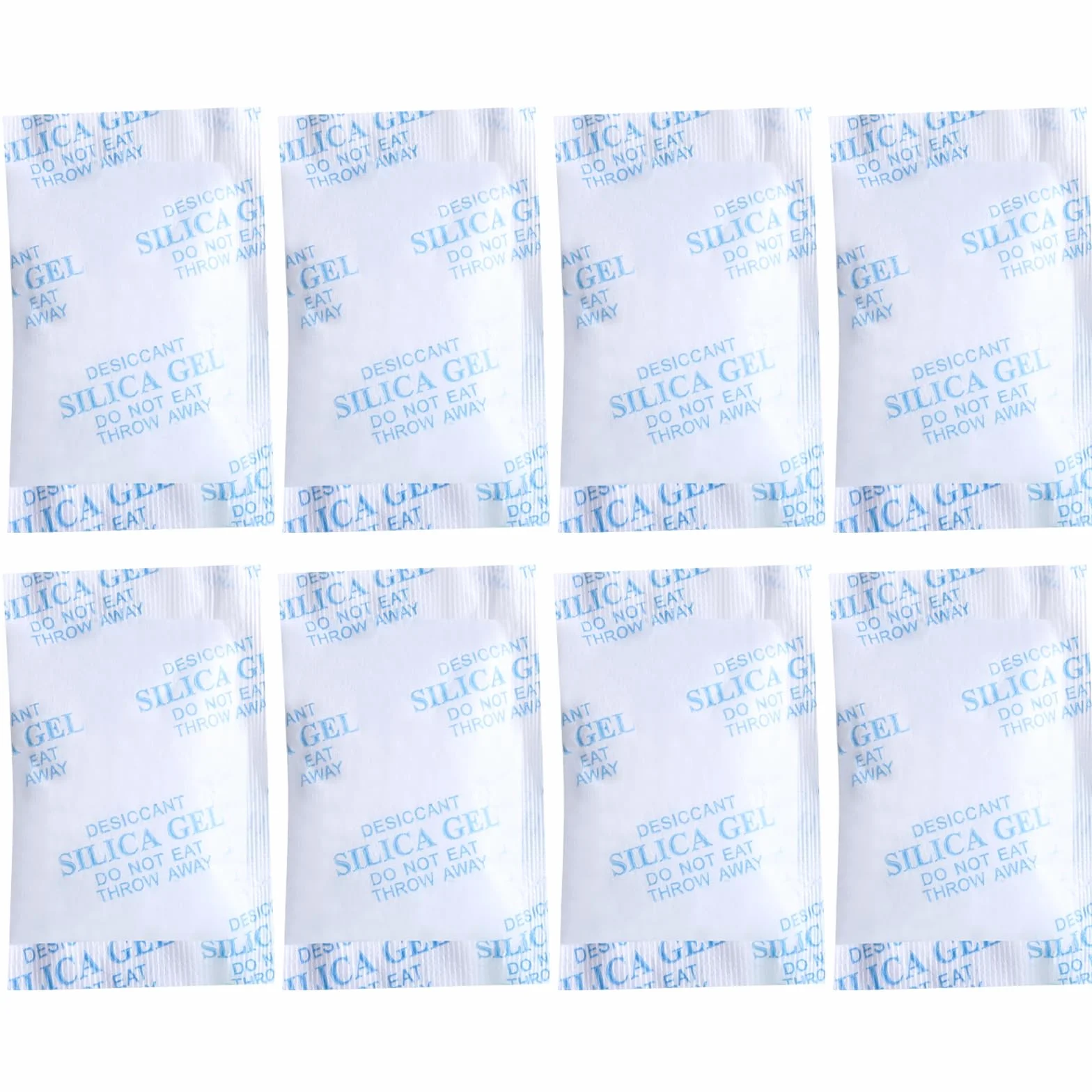 Bolsas de gel de sílice, 50 g, 8 paquetes, gel de sílice de grado alimenticio, desecante para alimentos, medicamentos, productos electrónicos, etc