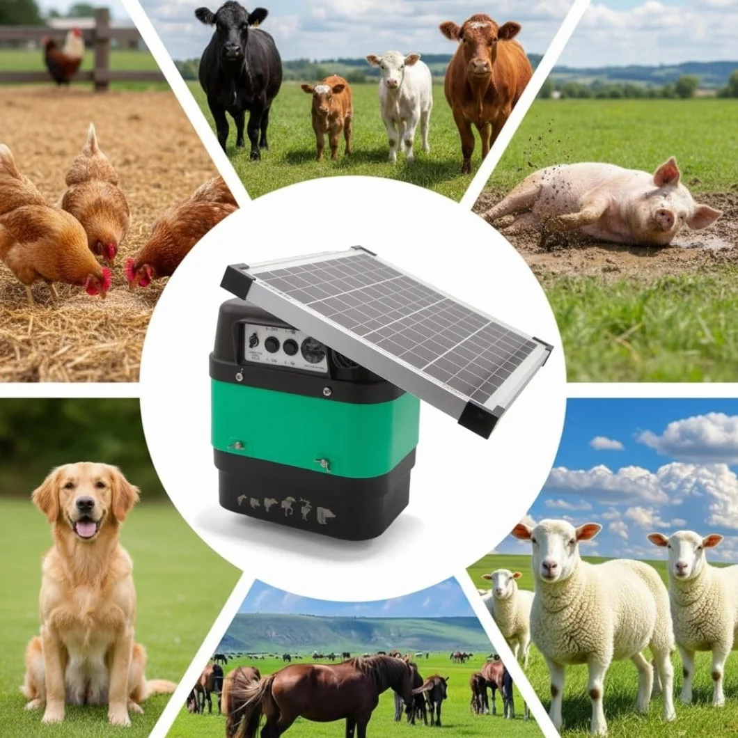 Pastor eléctrico Solar Llampec Mod.18S con Panel 12V 20W Incluido – 5,3 J, 10.000 V y 65 km de Alcance – Ideal para Ganado equino, Vacuno, porcino y Animales Salvajes – Batería 12V 45Ah no incluida