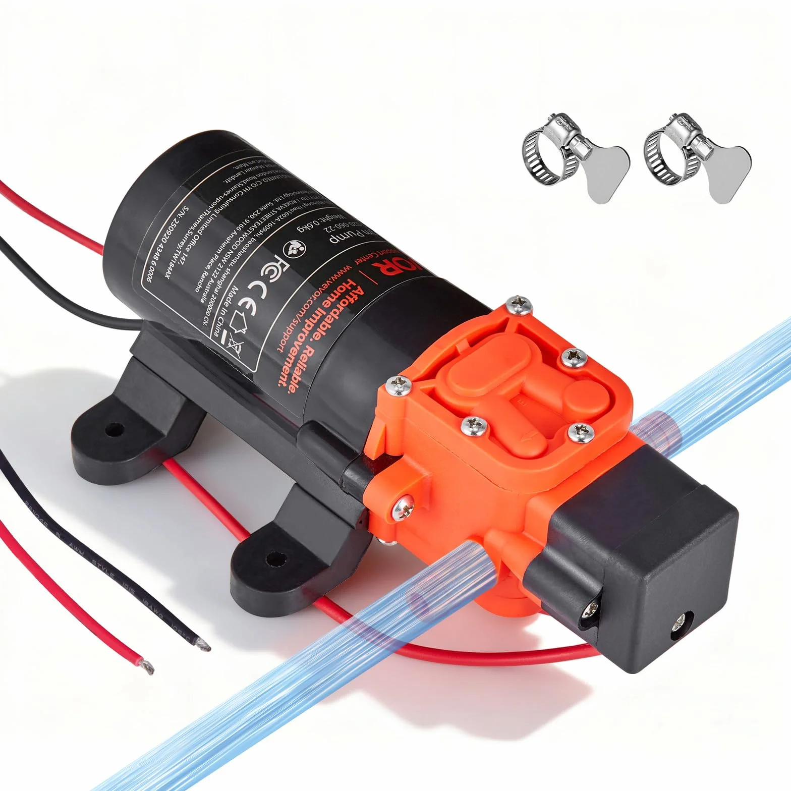 VEVOR Bomba de Diafragma 4,5 L/min Autocebante 2 Cámaras 5,5 Bar para Autocaravanas Caravanas Barcos Riego