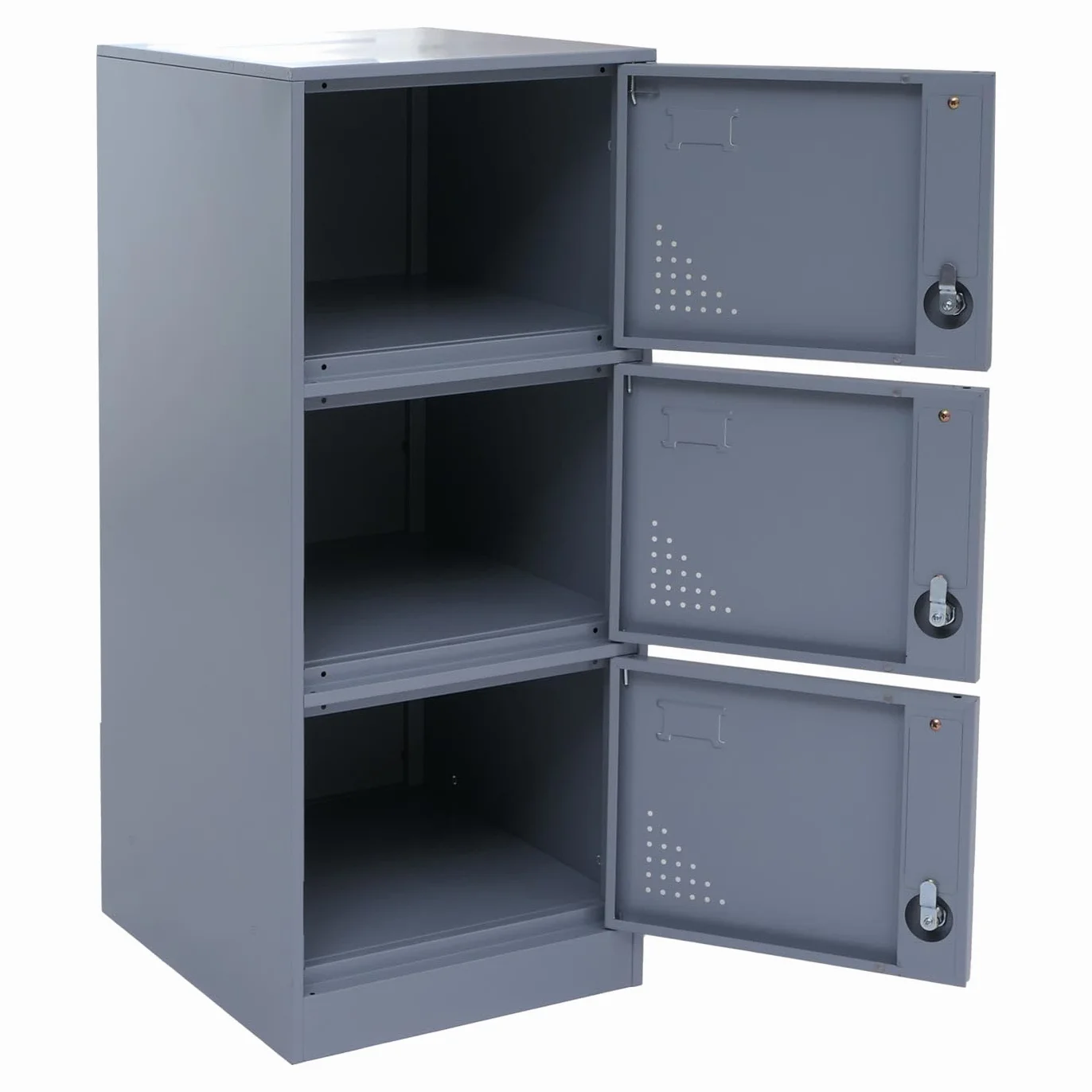 Mendler Taquilla HWC-P63 con 3 puertas, 90 x 38 x 45 cm, acero, color gris