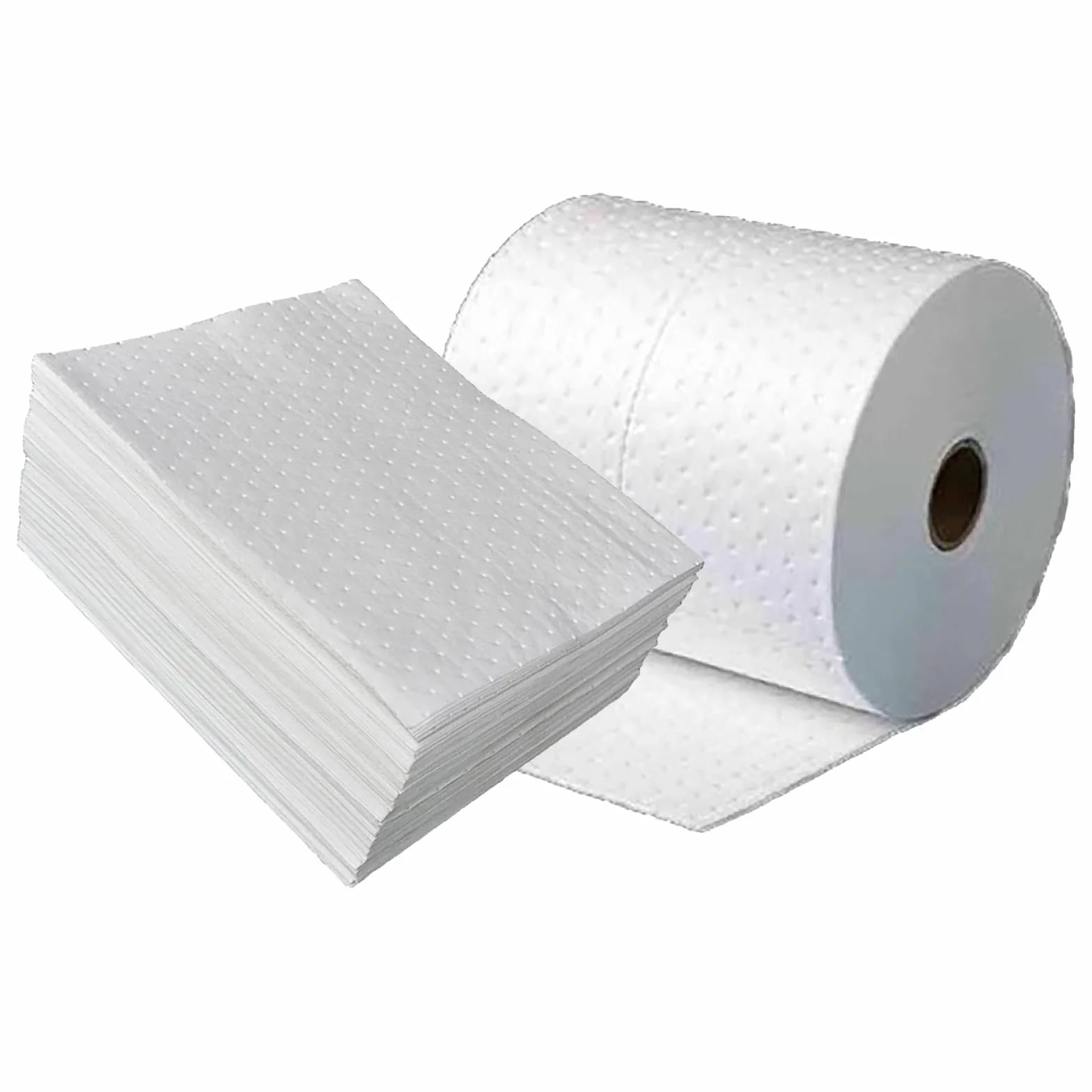 Almohadillas Absorbentes Aceite, Sólo Aceite, No Agua, Rollo Absorbente Aceite 2mm Espesor Reutilizable Para Muelles Marítimos Aviación Maquinaria Industrial(Size:100pcs+0.4*50m,Color:Pad+Rollo)