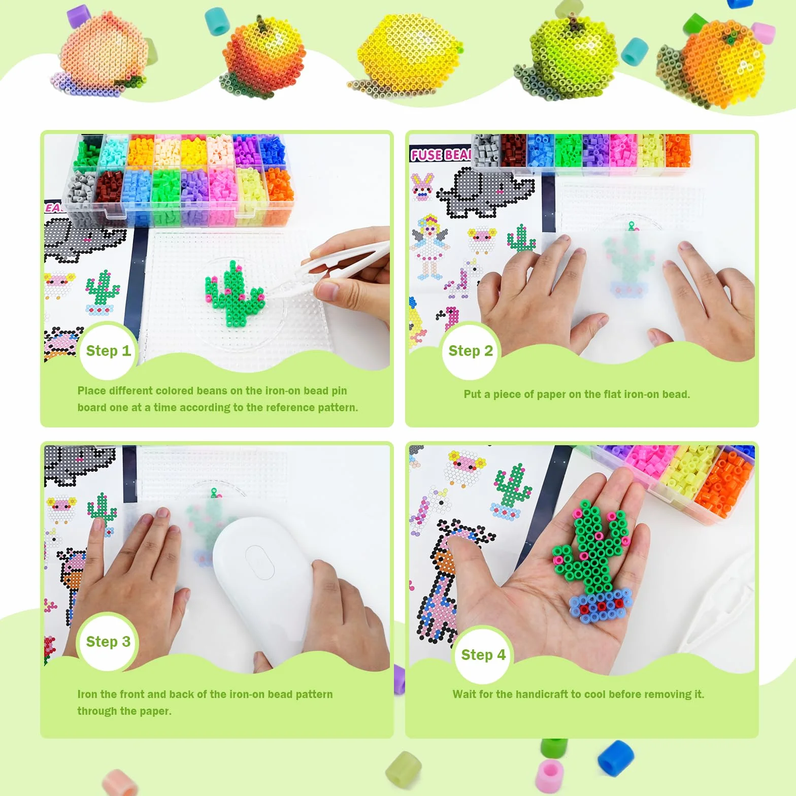 Juego de 18000 cuentas para planchar de 5 mm, 38 colores, con 98 accesorios, 8 planchas, 8 imanes, regalo para niñas