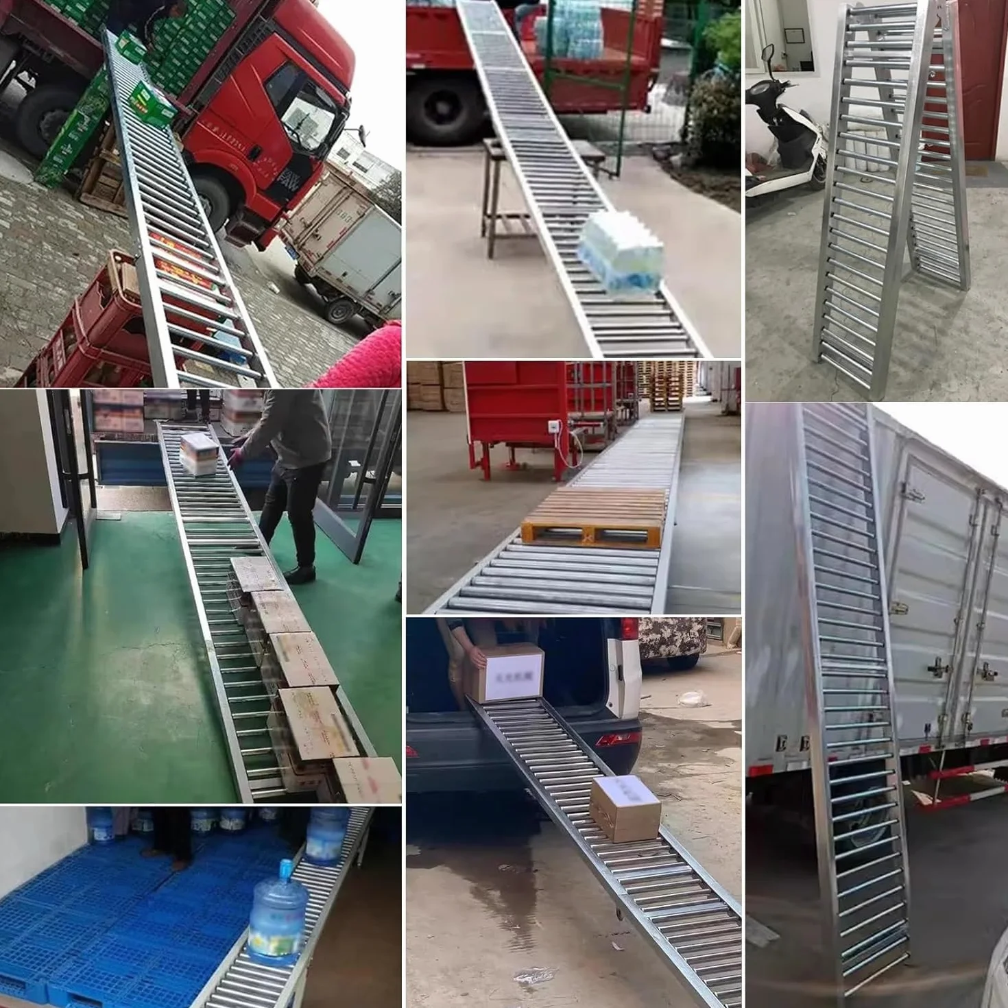 Cinta transportadora de rodillos sin alimentación resistente para camiones comerciales y almacenes, 50 x 100 cm