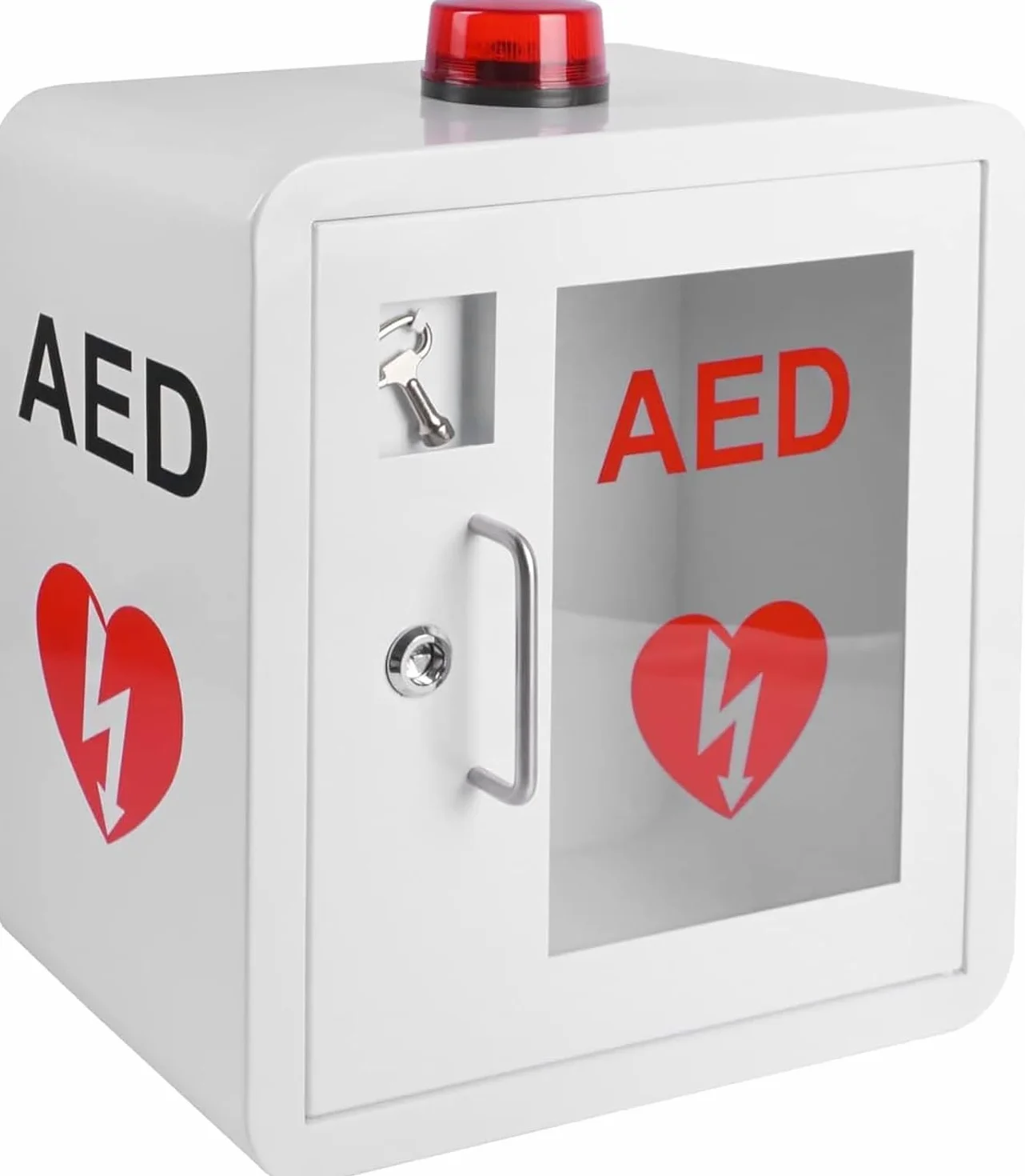 Gabinete DEA, gabinete de almacenamiento montado en la pared for desfibrilador DEA, con alarma y luz estroboscópica de emergencia, diseño de esquina redondeada, se adapta a todas las ciencias cardíaca