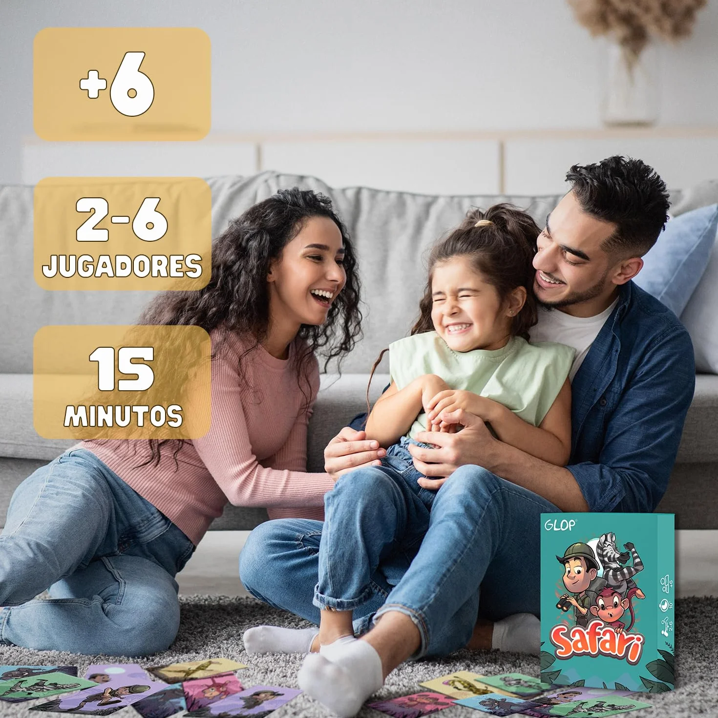 Glop Safari Juego de Cartas Familiares 2-6 Jugadores 6-99 Años