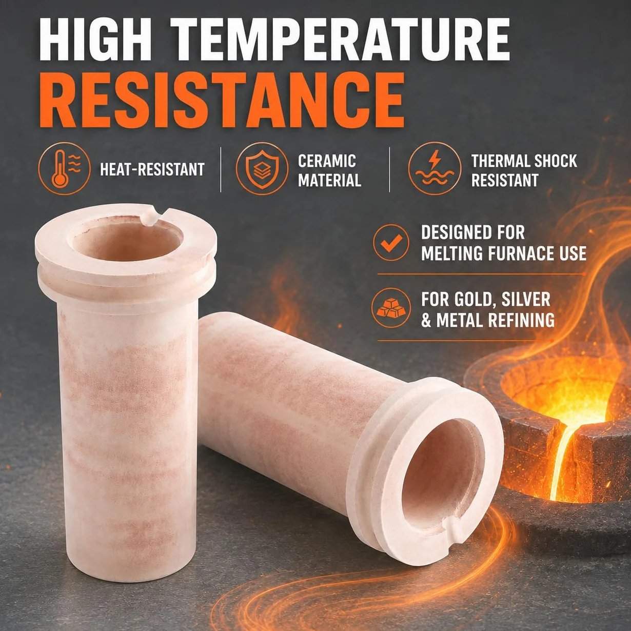 Crisol de cerámica 3 kg 1350℃ altas temperaturas fundición oro plata joyería