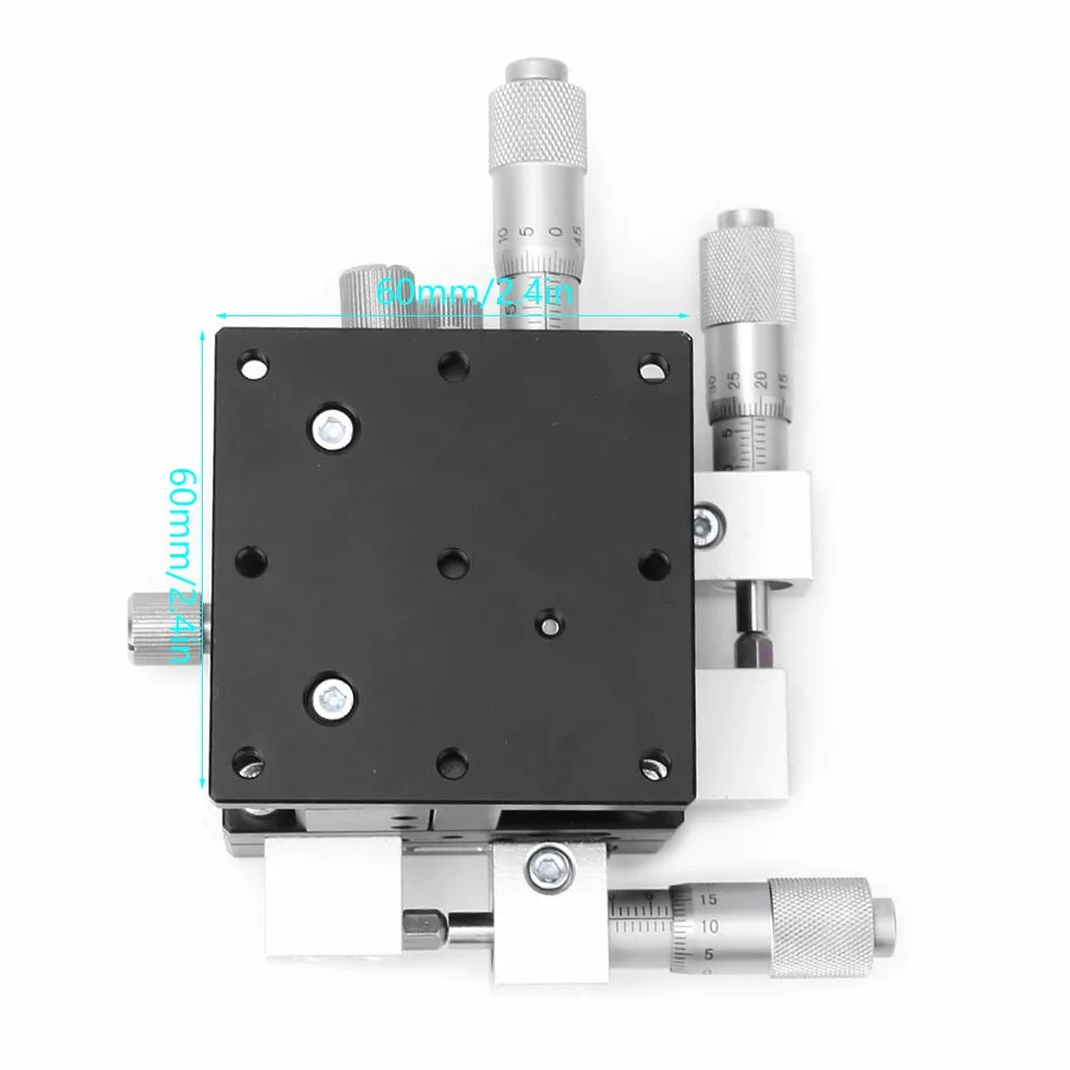 LD60-LM XYZ Plataforma de Recorte de Escenario Lineal de 3 Ejes, 60 x 60 mm Plataforma de Ajuste de Cojinete de Ajuste de Plataforma Lineal Manual Mesa deslizante