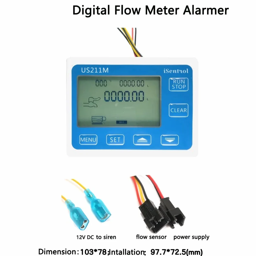 Sistema de Alarma de suspensión de Agua de tubería, medidor de Flujo de turbina con Sensor de Flujo de latón 100C G1/2 BSPP