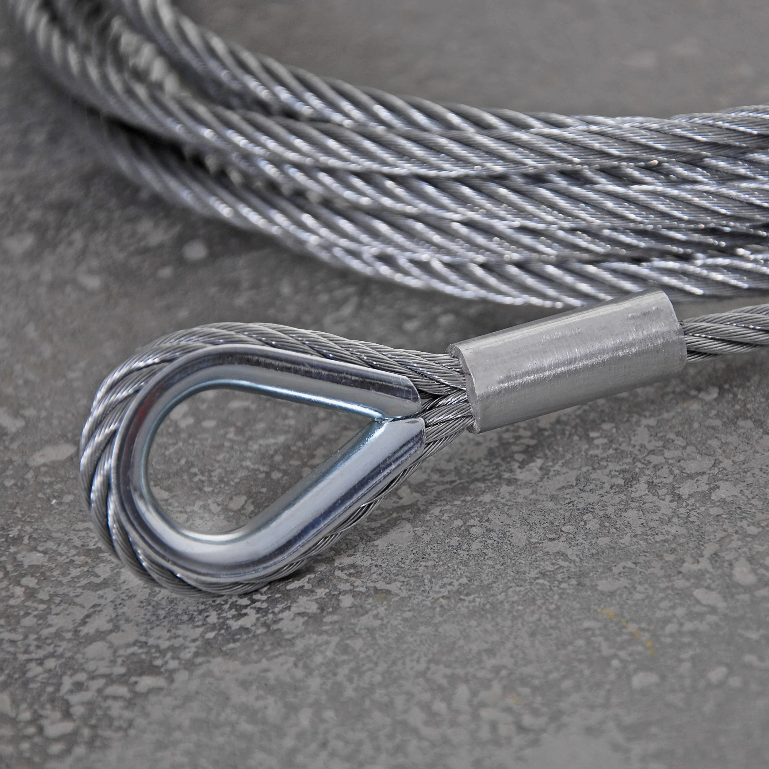 Cuerda de alambre con guardacabos – Cable de acero con tope – Cuerda de tope, cable de acero con ojales | galvanizado | Diámetro 14 mm / 2000 kg de carga útil | 8 m
