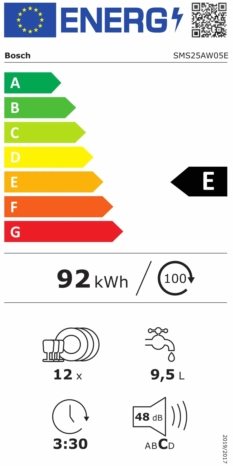 Bosch Lavavajillas Libre Instalación 60 cm Motor EcoSilence SMS25AW05E Blanco
