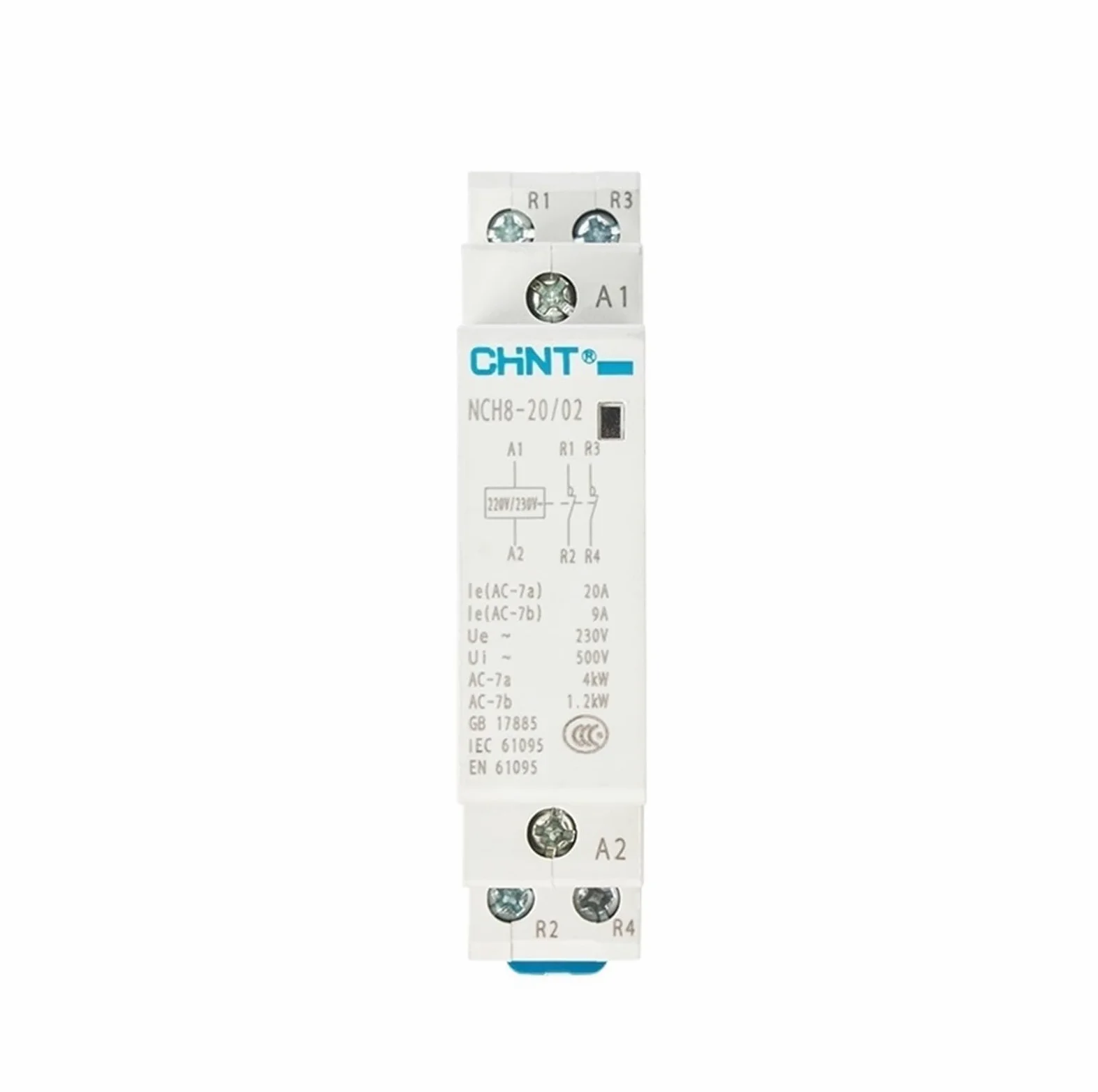 NCH8-20 Contactor Modular AC for el hogar 220V 230V AC 20A 1NO 1NC 2NO 2NC(NCH8-20A-02 2NC)