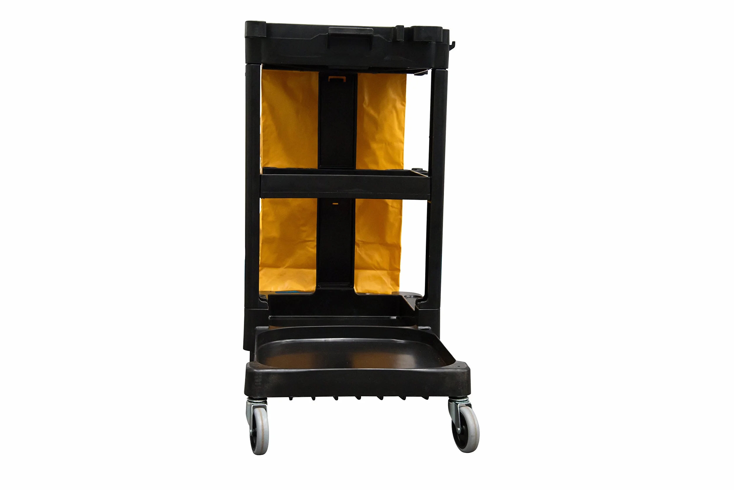 Rubbermaid Commercial Products 1805985 Carro de Limpieza con Bolsa de Vinilo, 2 Ruedas Fijas, 2 Ruedas Giratorias, Negro, 97.5 cm x 116.8 cm x 55.2 cm