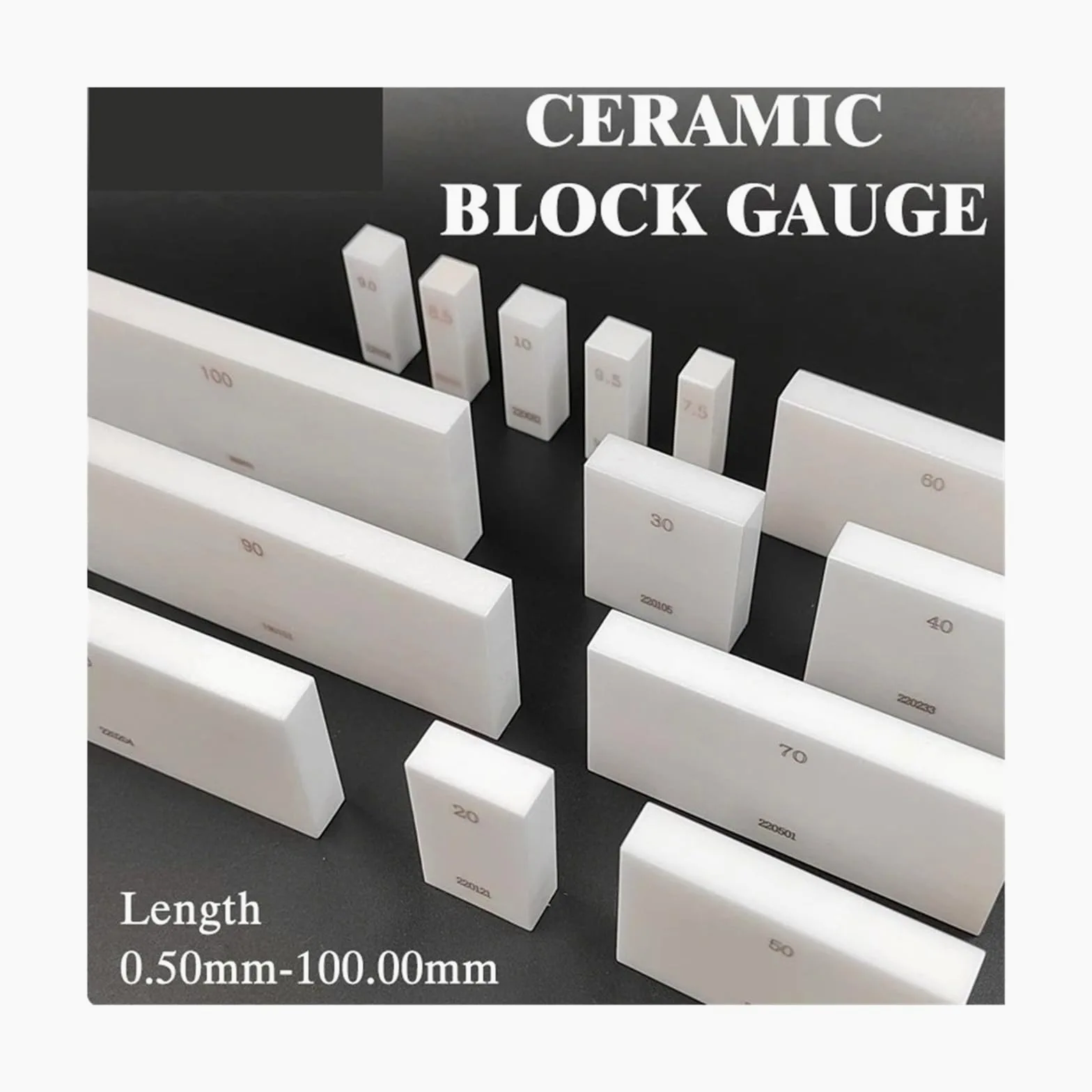 Bloque indicador de cerámica de precisión, 0,5 MM-100MM, for calibrador y micrómetro, herramientas de medición y calibración, 1 ud. Medición precisa(100mm)