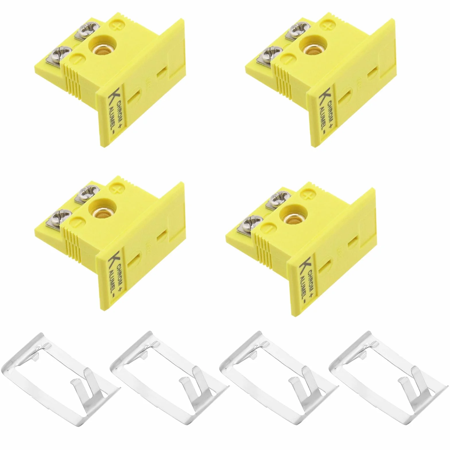 OTOTEC Tipo K Termopar Conectores de Cable 4 Juegos con Panel Mini Enchufe Amarillo 21x24x14 mm MPJ-K-F
