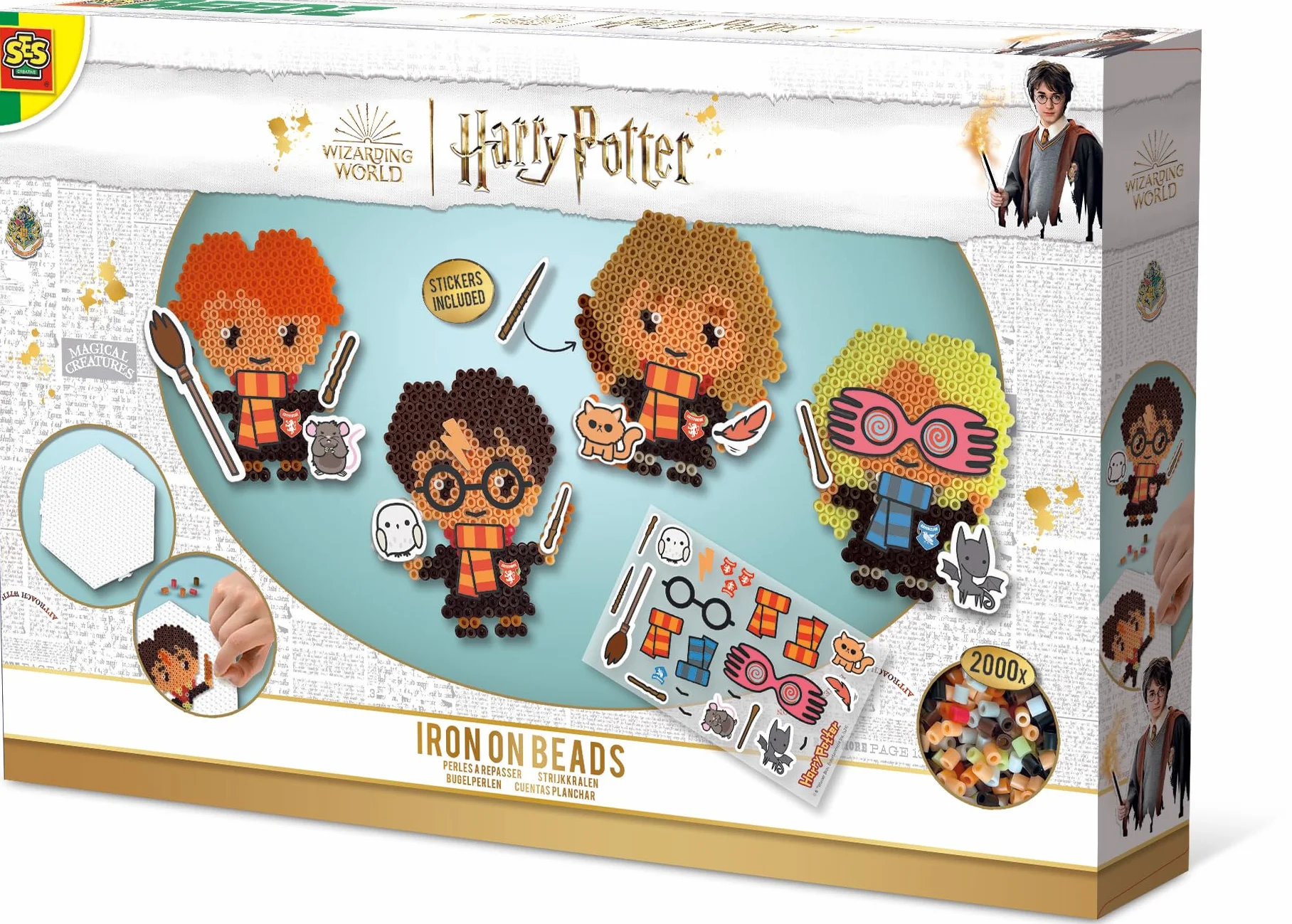SES Creative Harry Potter Iron Kids 2000 piezas arte manualidades fusibles sin PVC cuentas tablero clavijas calcomanías multicolor