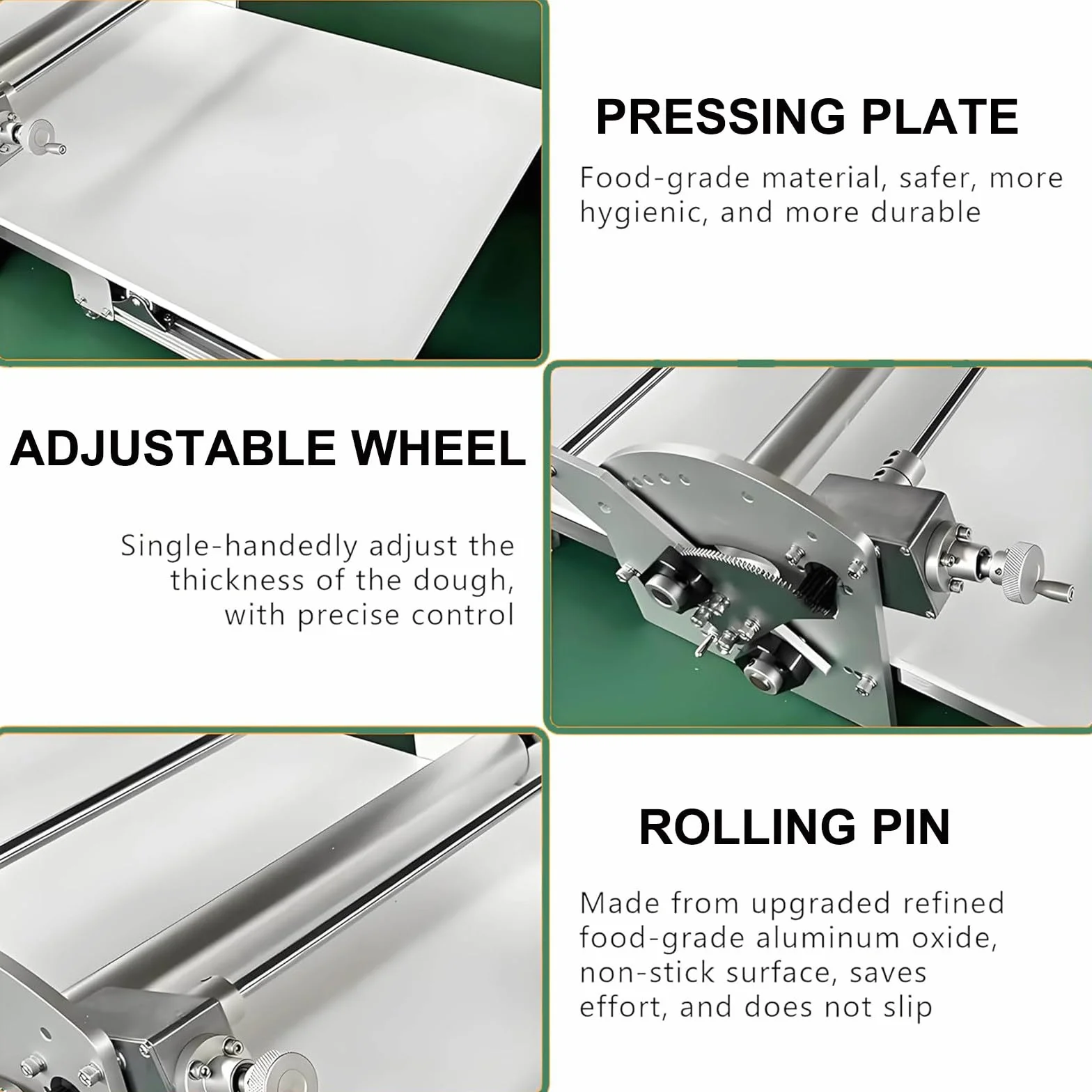 Laminadora De Masa Plegable, Laminadora Eléctrica De Acero Inoxidable, Grosor Ajustable De 1,8 a 3 Cm, Laminado hacia Adelante Y hacia Atrás, para Hojaldre Y Pastelería.
