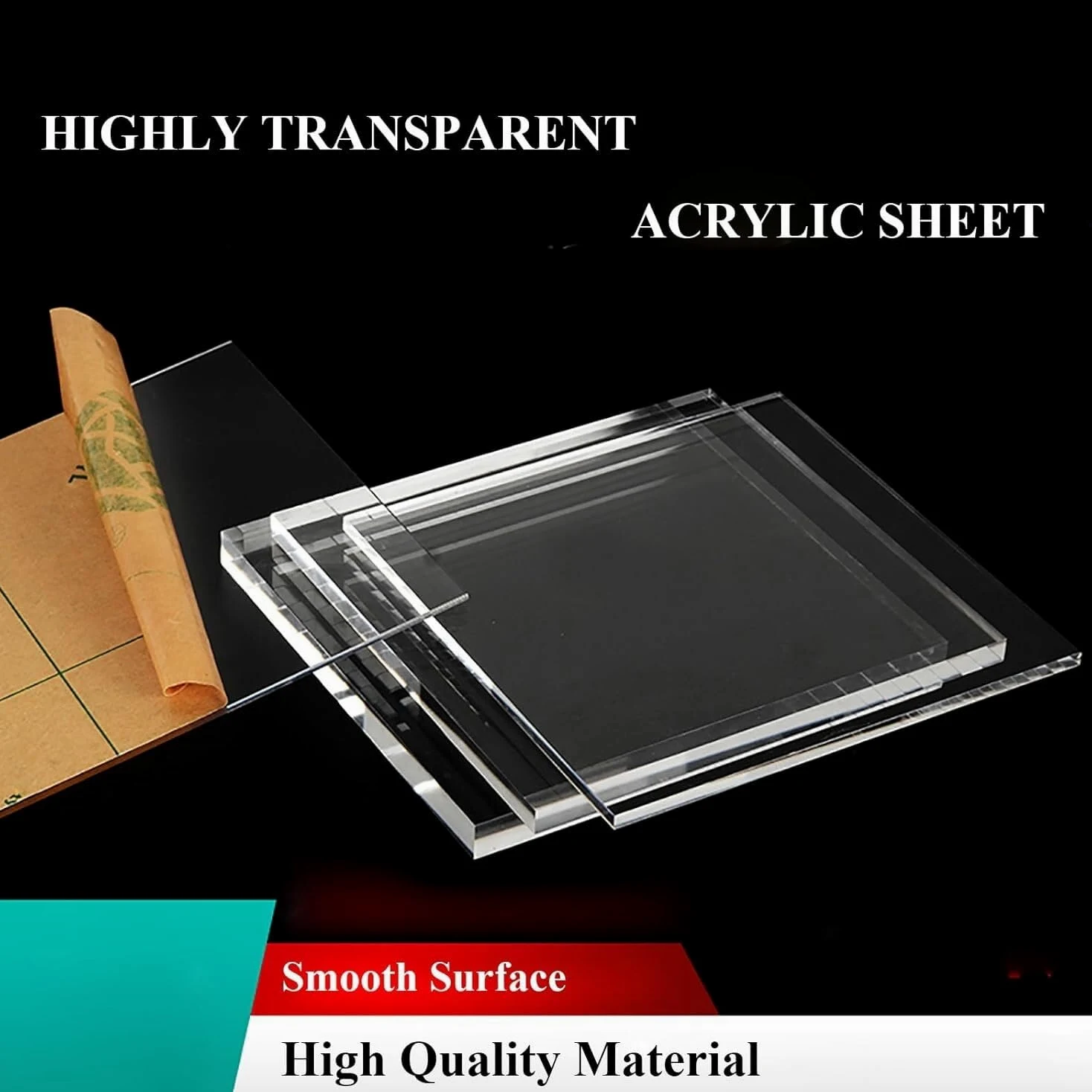 Hoja de metacrilato, hojas acrílico | Hoja acrílica transparente for pantallas, 5 mm de espesor, hoja transparente fundida for proyectos de bricolaje(50*60cm)