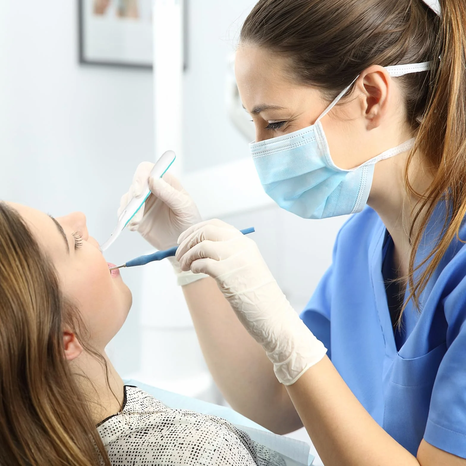 Espejos dentales con luz antivaho 15cm, herramienta de cuidado bucal, paquete de 2, azul y verde