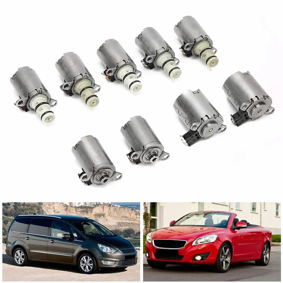 Qiilu Válvula solenoide de transmisión de 9 Piezas, Kit de solenoide de transmisión MPS6 6DCT450 de 6 velocidades Apto para Focus/C-MAX/Galaxy//Mondeo