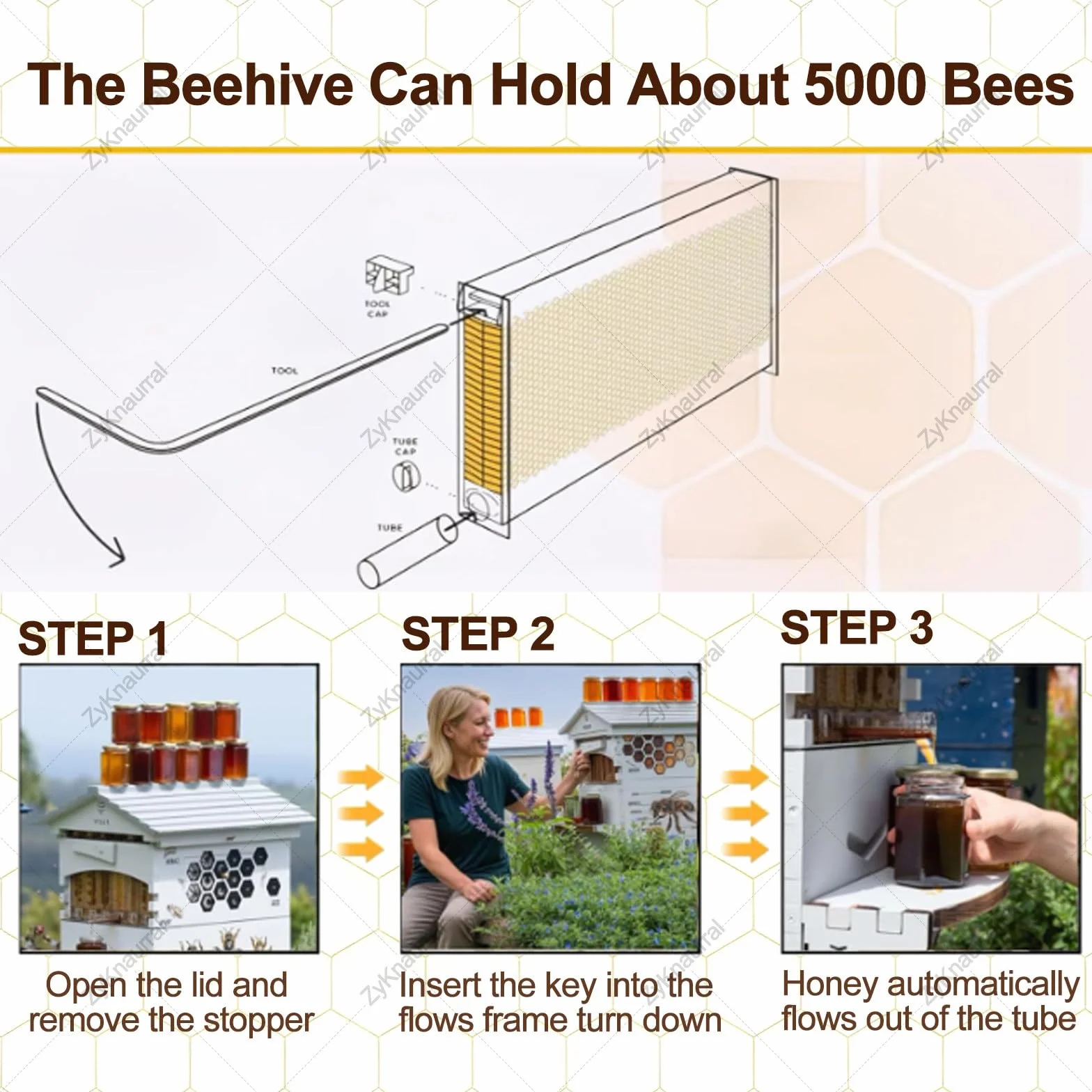 Kit Completo De Inicio para Colmena Flow Hive, Incluye 4 Cuadros De Miel Automáticos Y 6 Cuadros De Cría, Fácil Cosecha, Madera Duradera, con Traje De Apicultor.