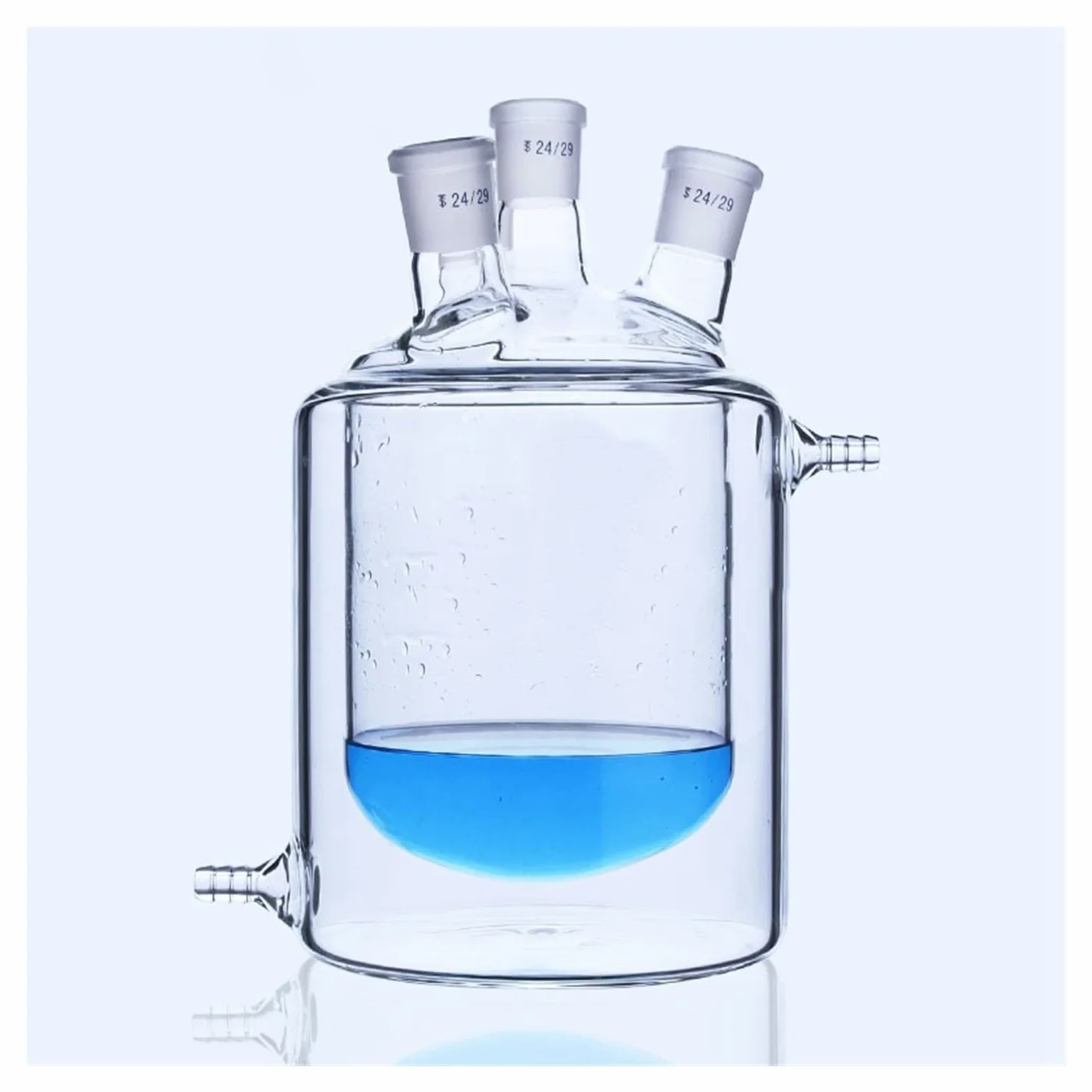 Frasco de reacción con camisa de vidrio de cuatro bocas de fondo, matraz de Reactor de laboratorio de doble capa for laboratorio(250mL 24x24x24x24)