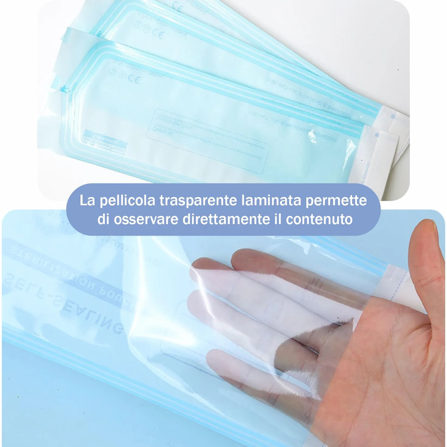 Bolsas de Esterilización Autosellantes PVC, 150 Unidades para Autoclave