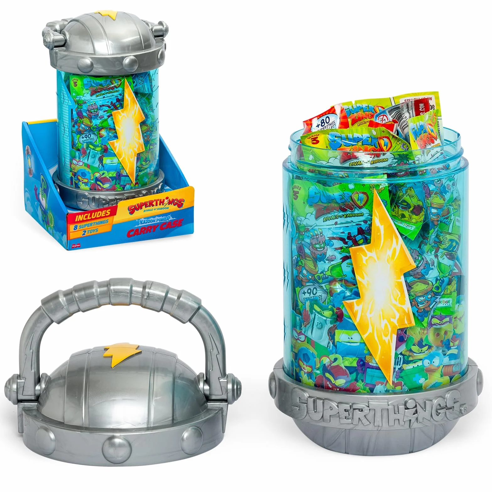SUPERTHINGS KAZOOM Power Carry Case con 8 Figuras Sorpresa y Megajet