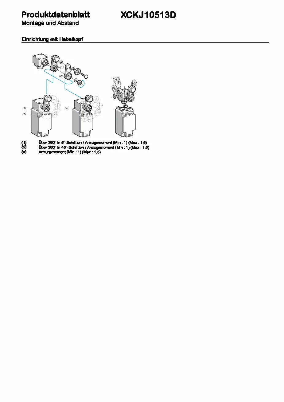 Schneider Electric XCKJ10513D Limit Switch Xckj, Steel Roller Lever, 1Nc+1No, Snap Action, M12