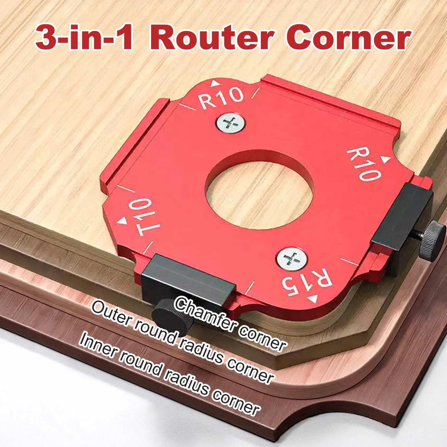 Radius Juego de 7 plantillas de fresado de radio de esquina de aluminio R10-R60 T10-T60 con topes dobles