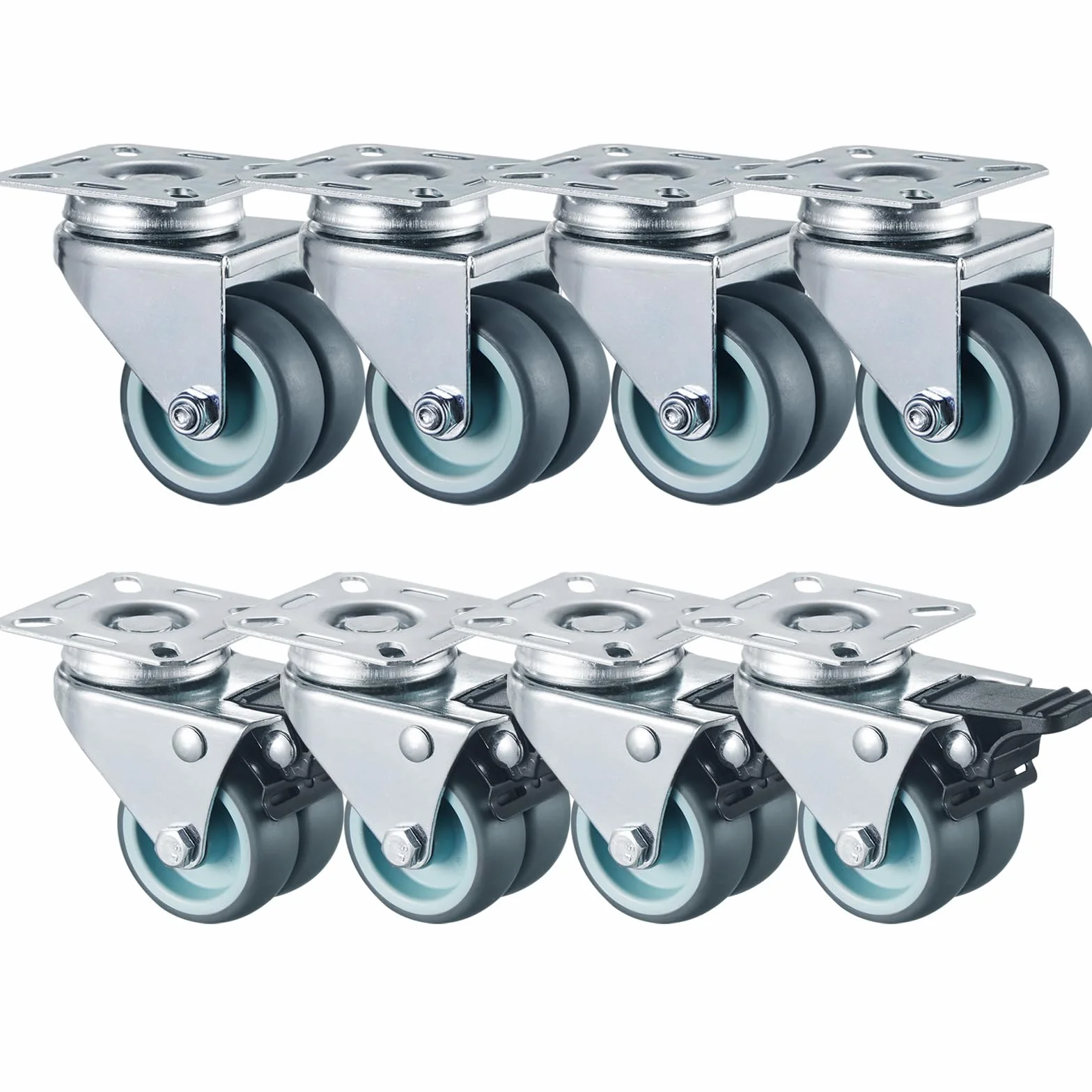 LIFERUN Ruedas giratorias con freno 50 mm, 4 frenadas 4 giratorias