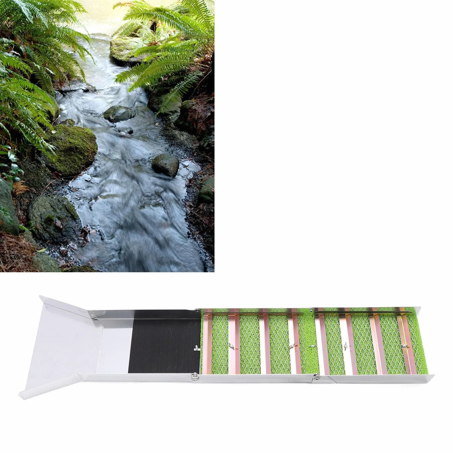 Caja de Esclusa Plegable de Aleación de Aluminio de 50 Pulgadas, Caja de Esclusa Portátil para Minería de Oro, Esclusa de Oro, Prospección de Oro para Ríos, Lavado de Oro, Dragado
