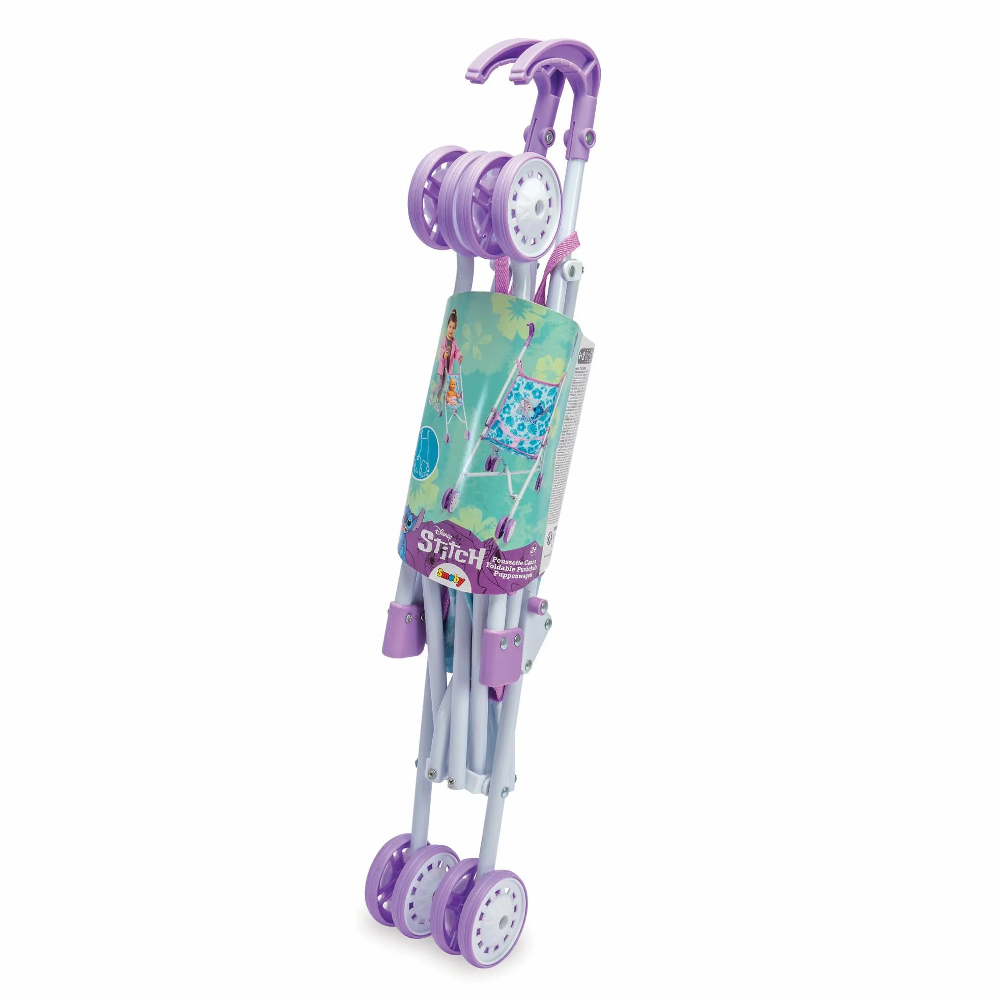 Smoby Sillita Paraguas Stitch Plegable para muñecos bebé hasta 42 cm Estructura metálica Tejido Lavable
