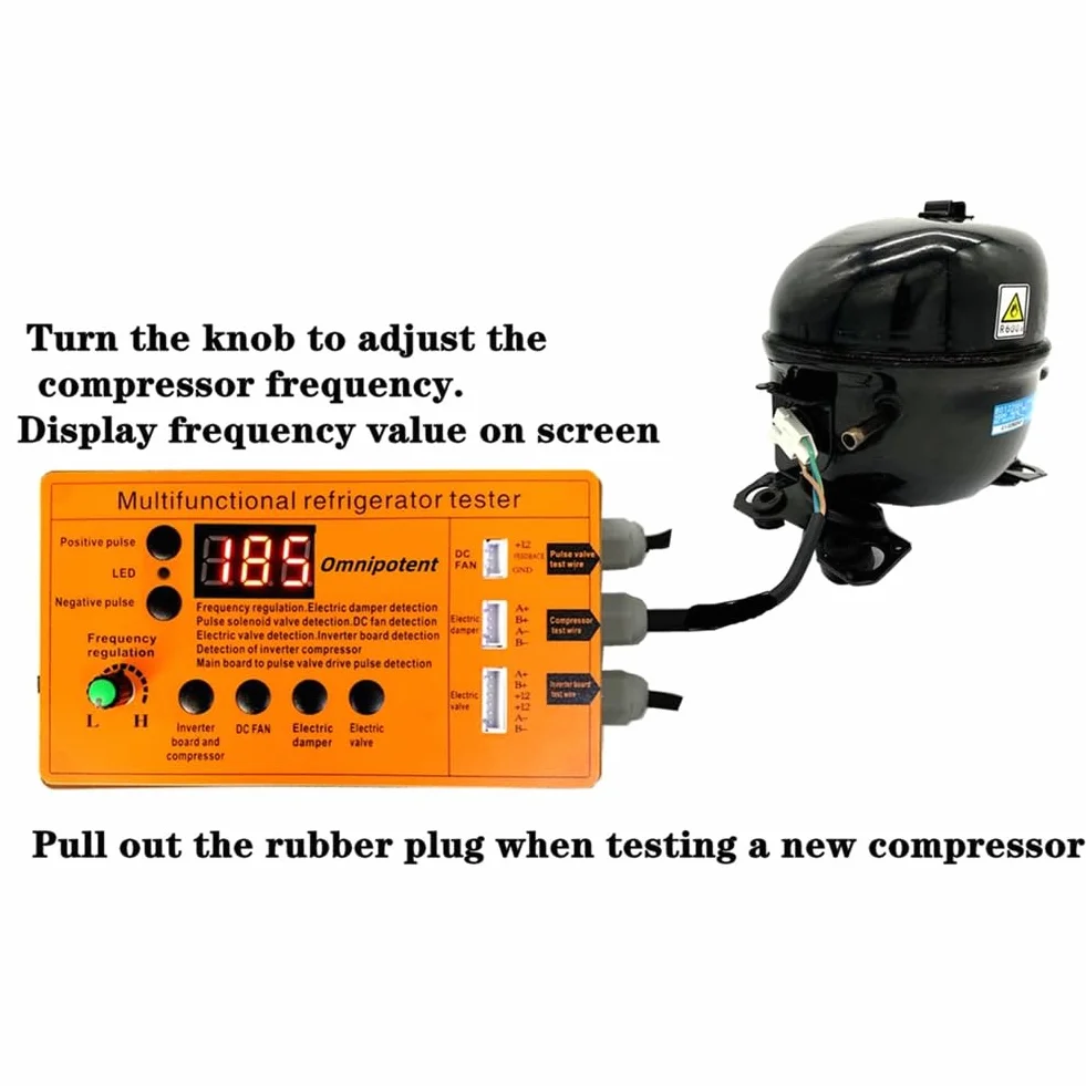 Probador Multifuncional de Compresores de Refrigeradores, Comprobador de Compresores Inverter, Detector de Fallas de Válvulas Eléctricas y Compuertas de Ventiladores de CC.