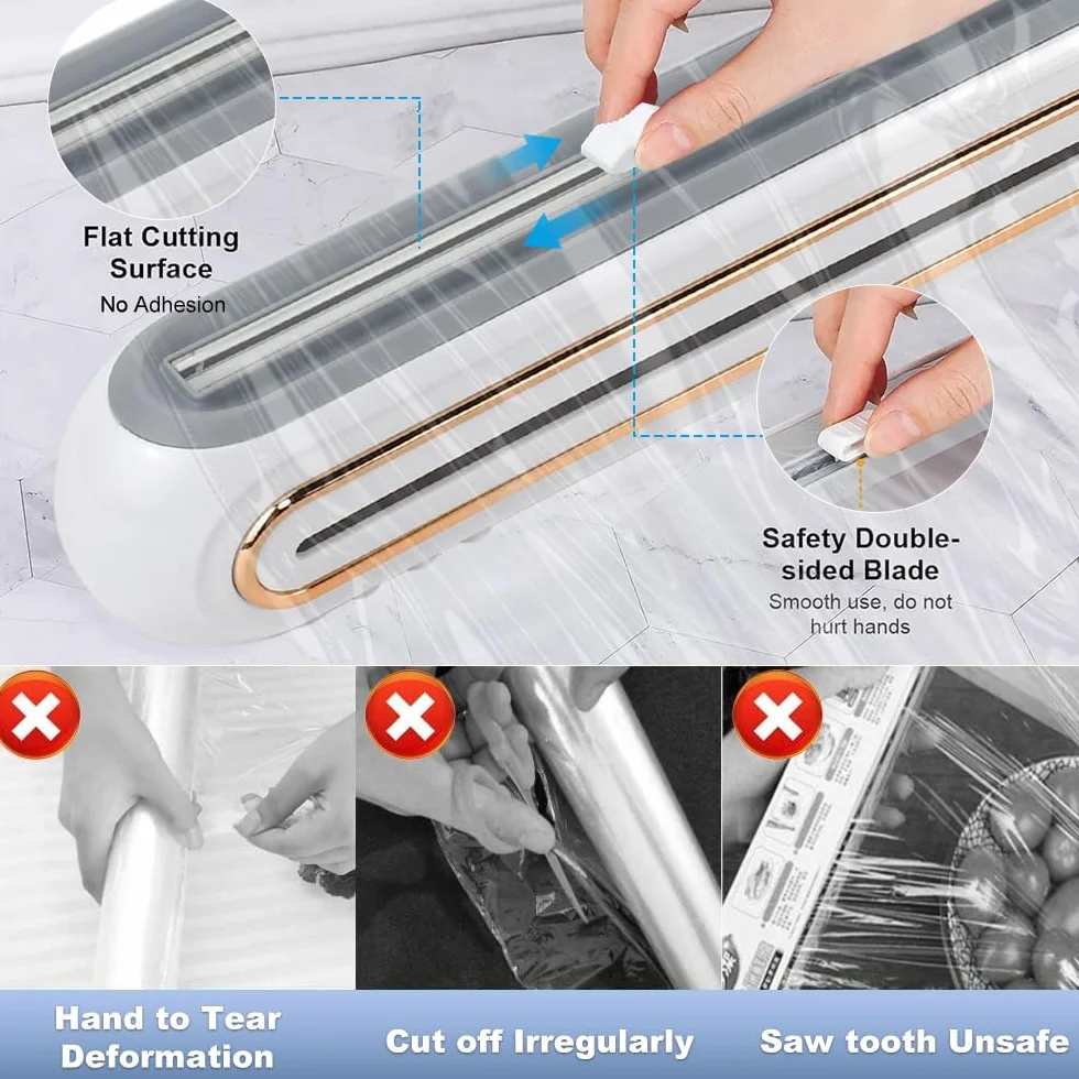 LPAMABA Dispensador de Film y Papel Aluminio, Dispensador de Película Plástica Magnético, Cortador Film Transparente y Aluminio, Organizador de Papel de Aluminio y Film 30cm de Ancho para Cocina