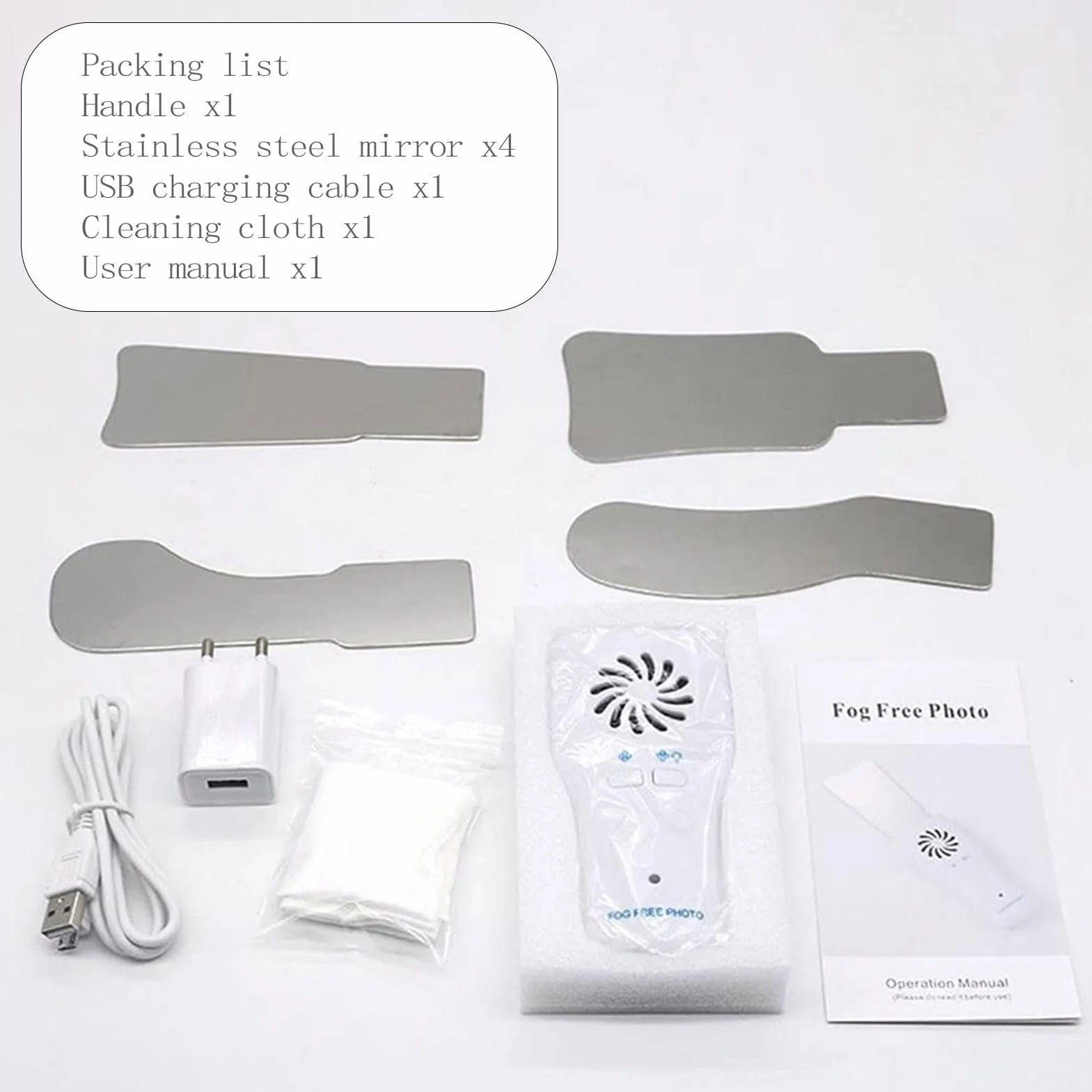 Espejos de fotografía Dental sin Niebla LED con Ventilador de luz, Herramientas dentales