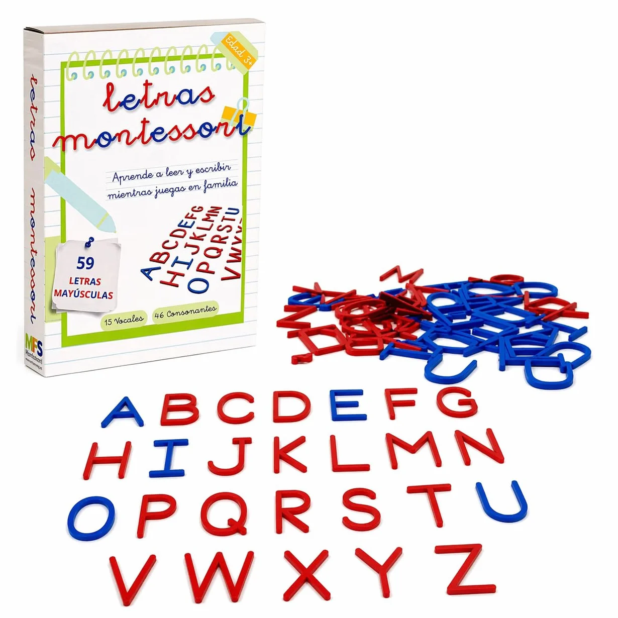 Letras Montessori MAYUSCULAS – Alfabeto Escolar Completo para Niños, Juego Educativo Aprender Leer y Escribir 3-6 Años