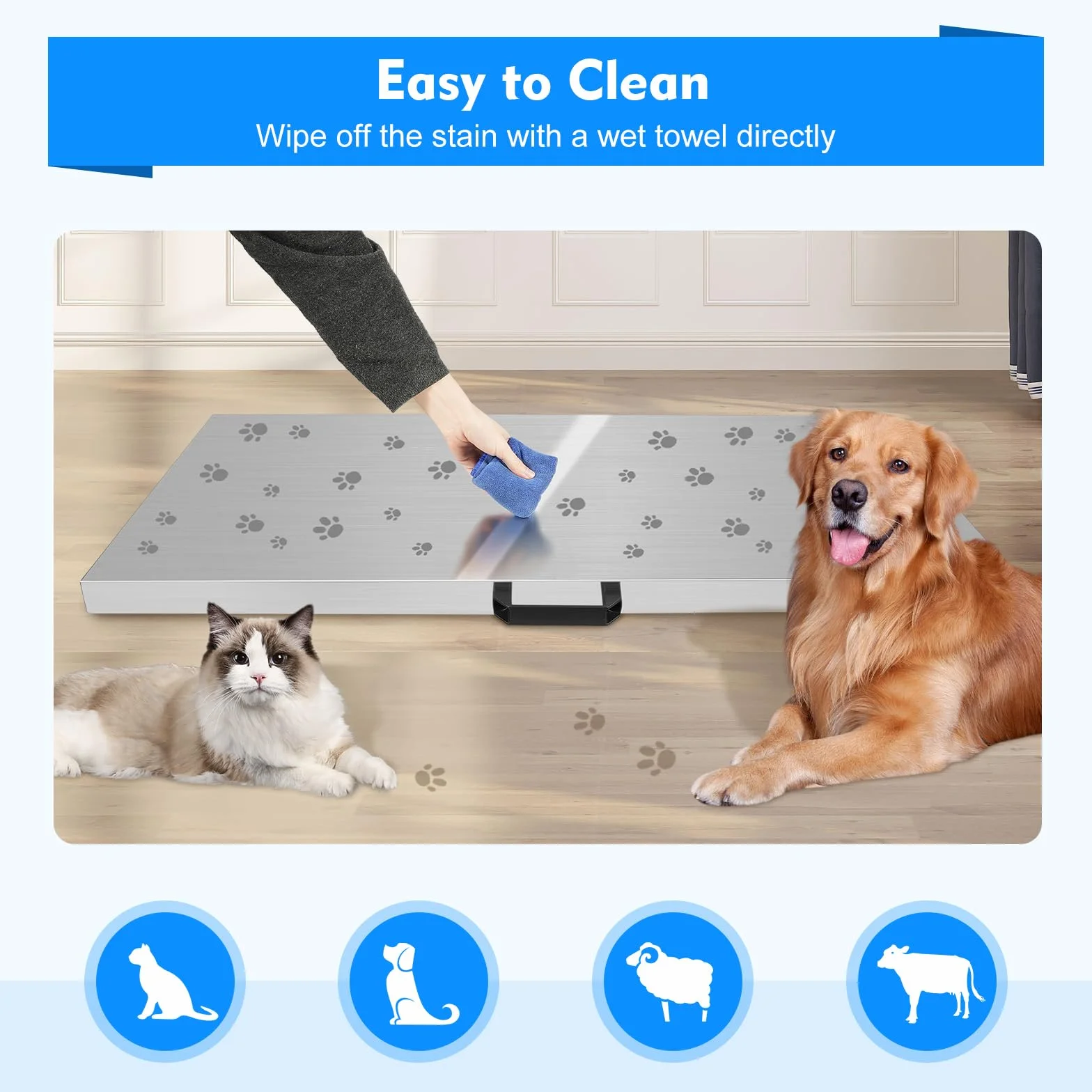 Báscula veterinaria para animales, 300 kg, báscula para perros, báscula de paquetes, báscula de plataforma de 103 cm x 53 cm, báscula industrial de carga pesada, unidad de pesaje kg/oz/lb, LCD