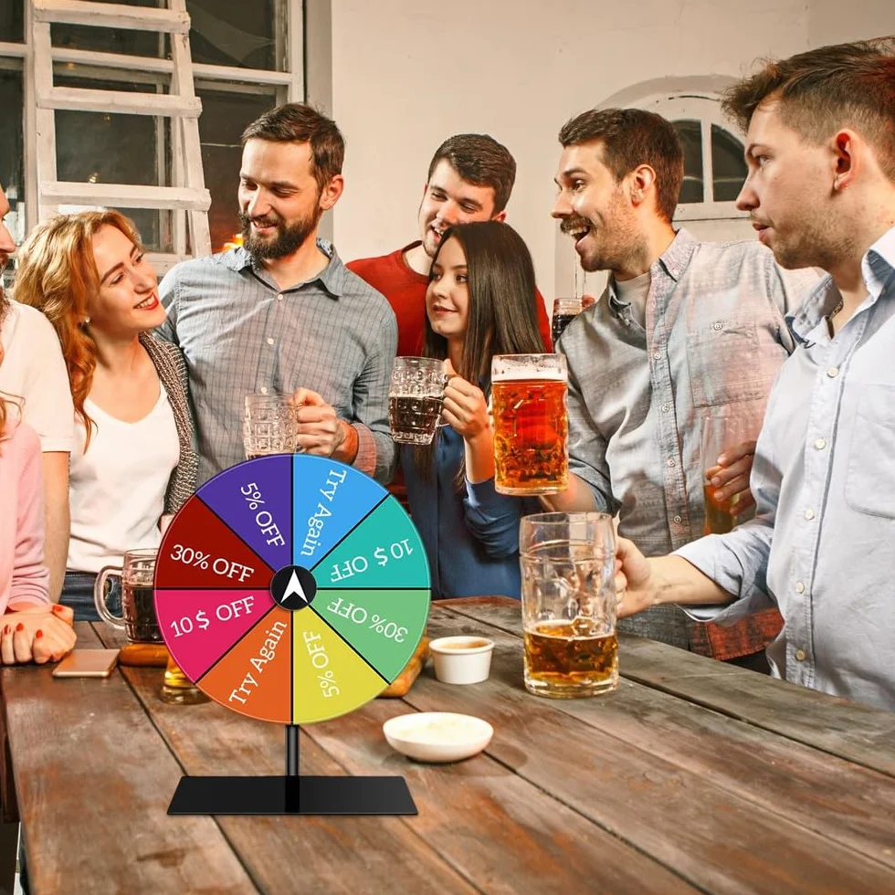 Rueda De Premios Giratoria con 8 Personalizables para Ferias, Carnaval