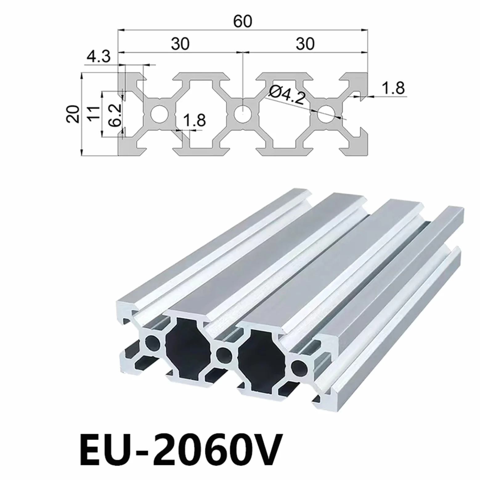 Perfil de extrusión de Aluminio estándar Europeo Perfil de Aluminio con Ranura en V de Aluminio extruido anodizado(100mm)