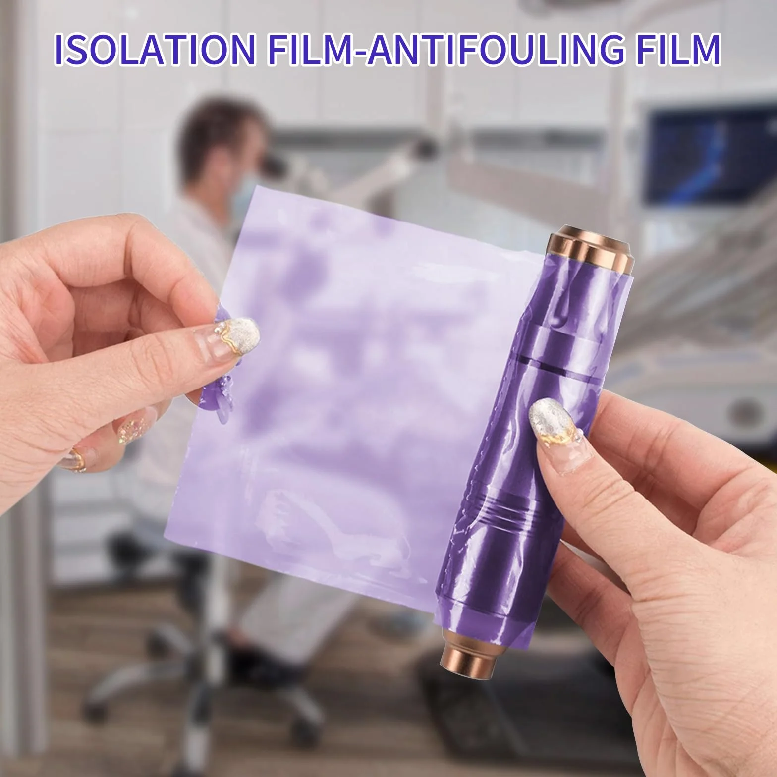 Protector dental de plástico desechable 1200 hojas película adhesiva morado