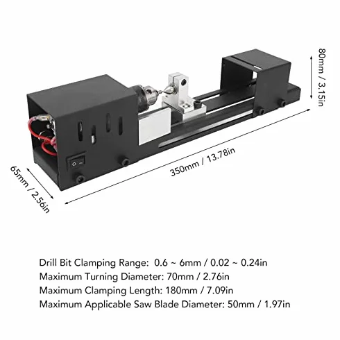 Fockety Mini Torno de Madera, Torno de Madera Ajustable de 7 Velocidades, Herramienta de Torno de Metal de 8000RPM para Cuentas, Joyería, Artesanías, para Hoja de Sierra de 50mm/1.97in