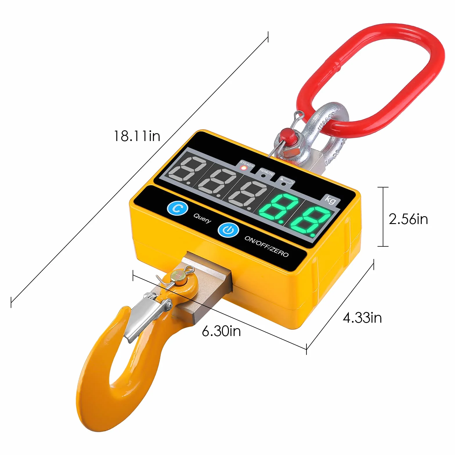 Bascula de Grúa Digital 2T, Bascula Industrial Pantalla LED Báscula Colgante Industrial de Alta Precisión con Control Remoto para Maquinaria Industrial de Precisión Ganadera