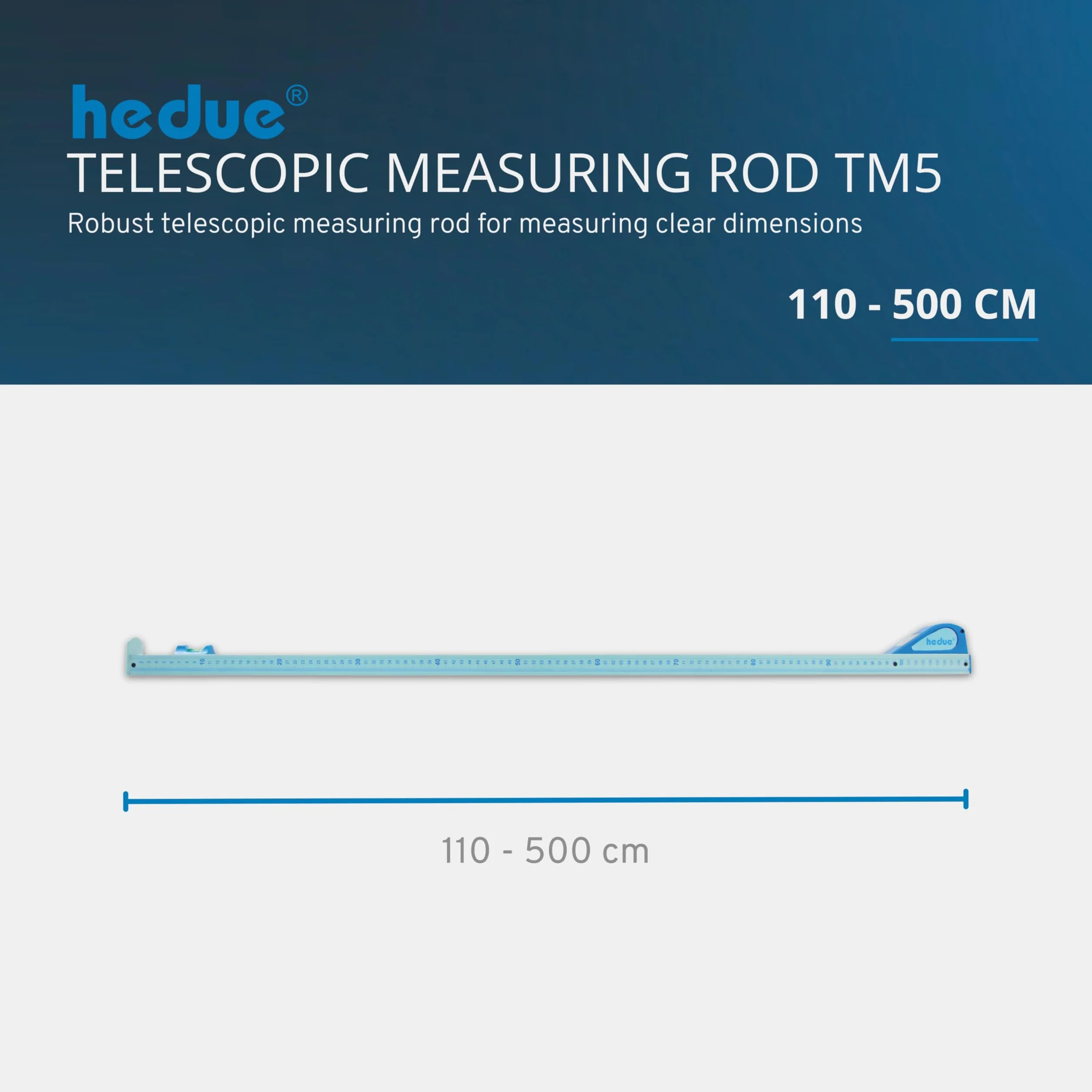 Regla telescópica de medición TM5 – barra telescópica extensible para medir dimensiones interiores, 110-500 cm