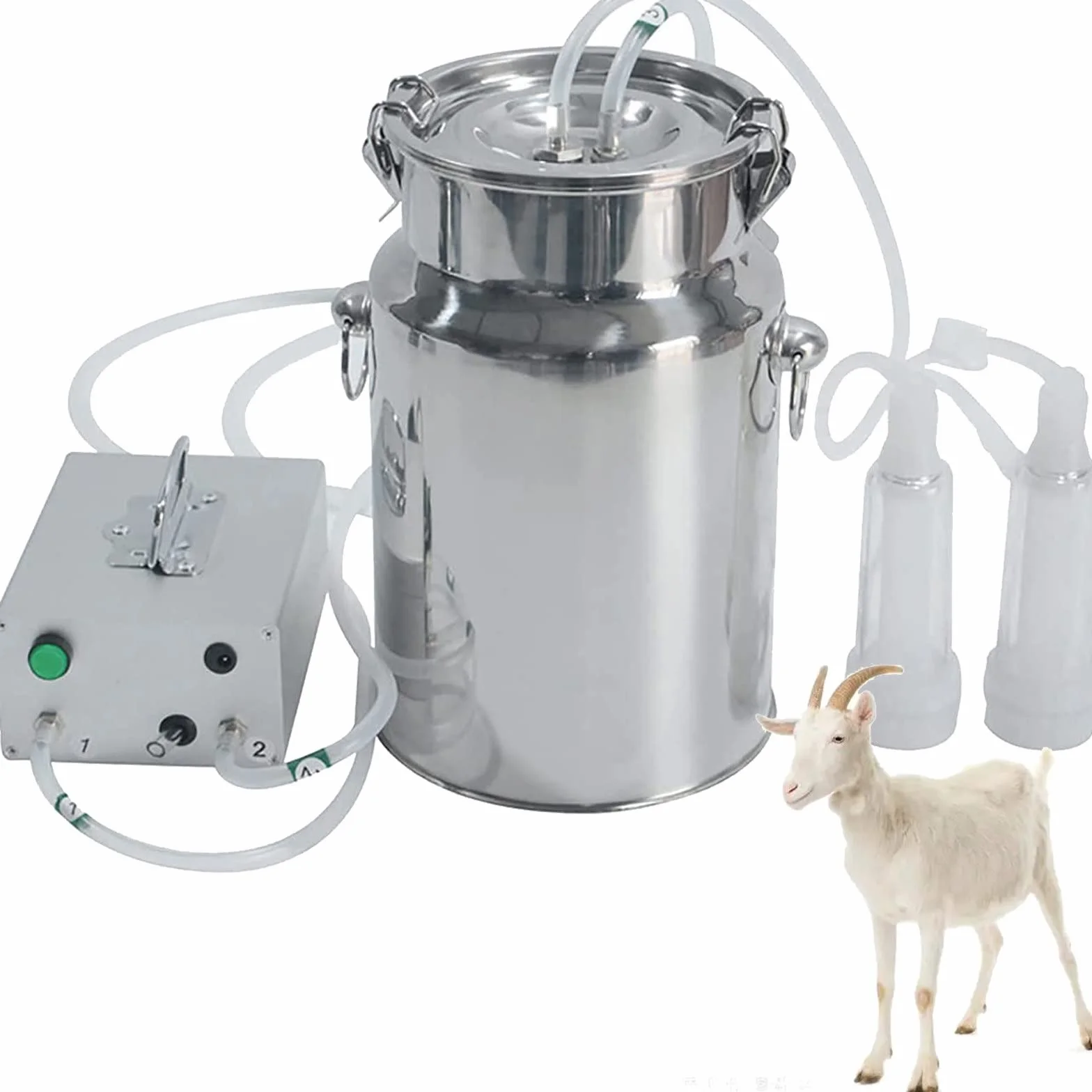 Máquina de Ordeño de Cabra, Máquina de Leche 7L/14L, Ordeñadora eléctrica,Botella de Acero Inoxidable, Kit de Ordeño Portátil para Granja de Plantas de Leche,ForGoats-7L