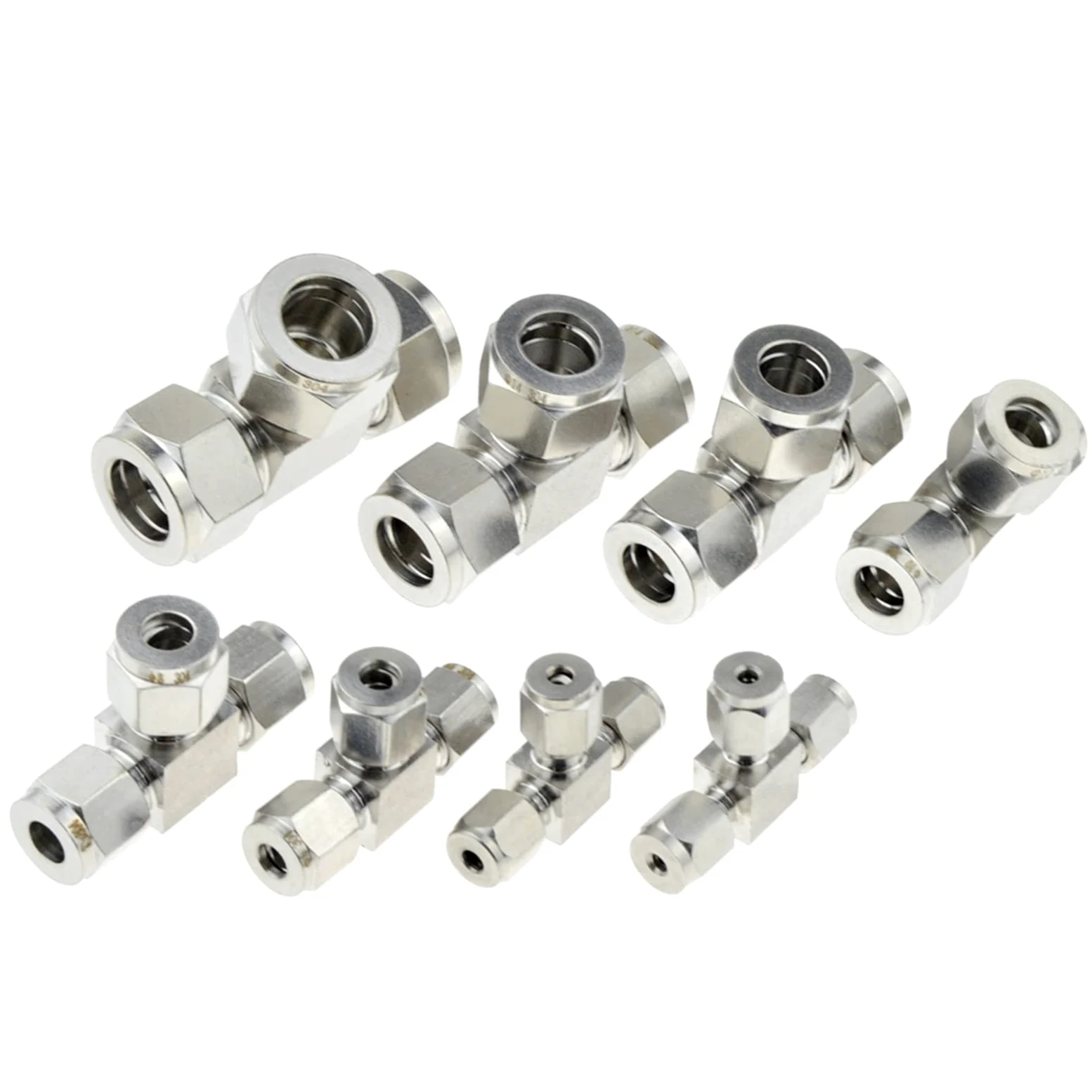 Coupling, Stainless Steel Hex Nipple,Pipe-Fitting T Shaped 3 Way Compressor Fitting, Tube Ferrule Union Compression SS Pipe Connector Stainless Steel 304(6mm)
