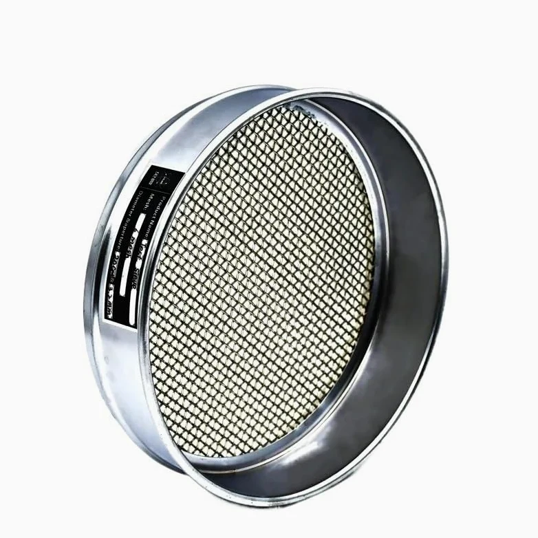 Tamiz de análisis de laboratorio de acero inoxidable 304 - Tamiz de inspección de muestreo de malla de alambre tejido de 20 cm con marco cromado, malla 4-10(5mesh 4mm)