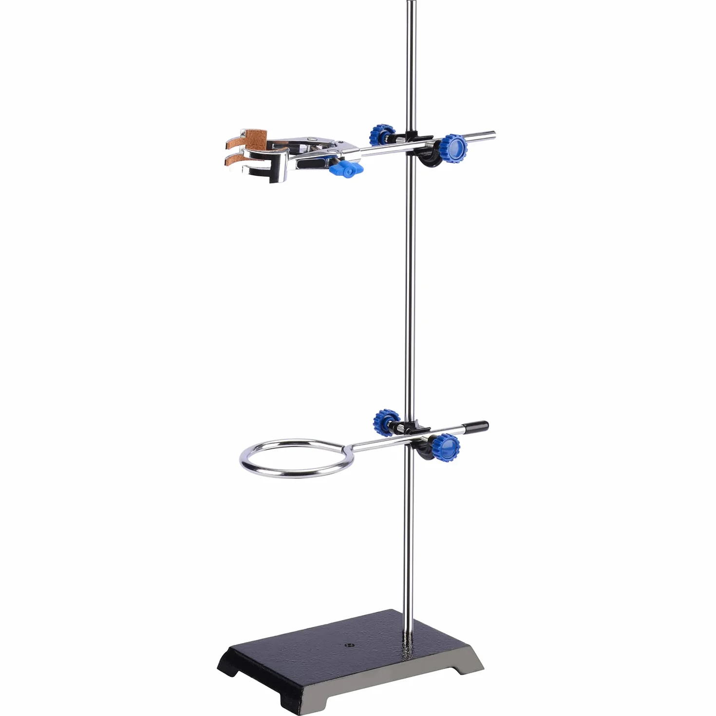 Labasics Soporte de Laboratorio con Varilla 56.9 cm, Abrazadera de Bureta 4 Puntas, Anillo de Retorta y 2 Cabezas de Jefe
