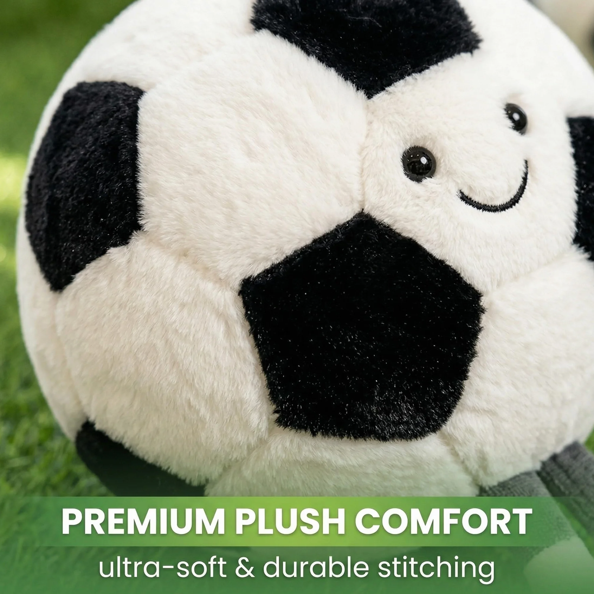 Cojín de Peluche Balón de Fútbol 25cm, Suave Sonrisa Extremidades, Souvenirs España Fútbol